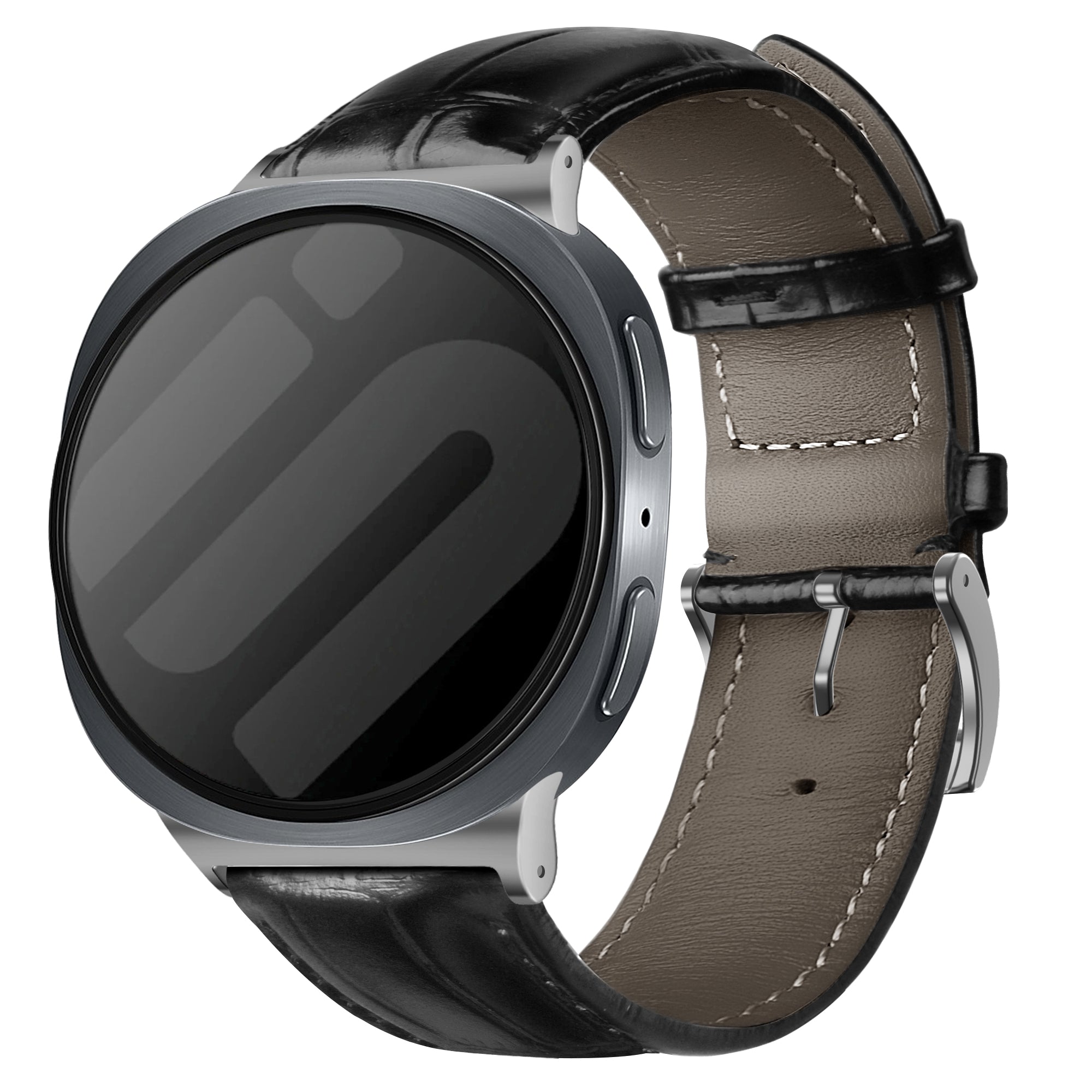 Bracelet cuir cocodrile Samsung Galaxy Watch 8 Classic (noir)