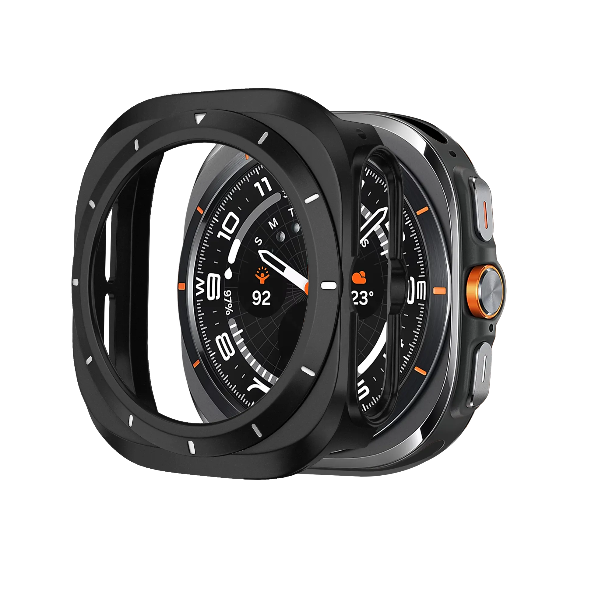 Bandz Samsung Galaxy Watch Ultra Bezel PC Case (Black with White)