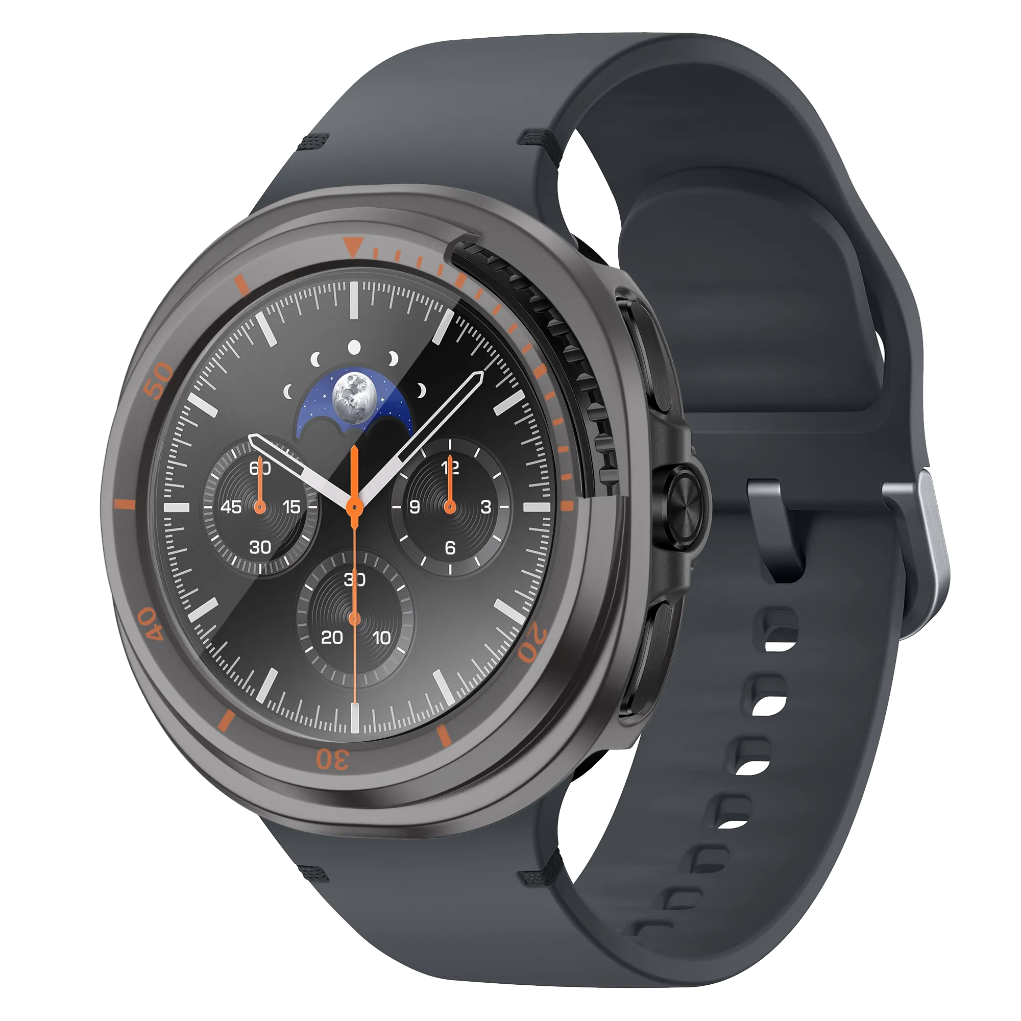 Bandz Samsung Galaxy Watch 8 Classic Bezel Cover with Glass (Titanium Grey/Orange)