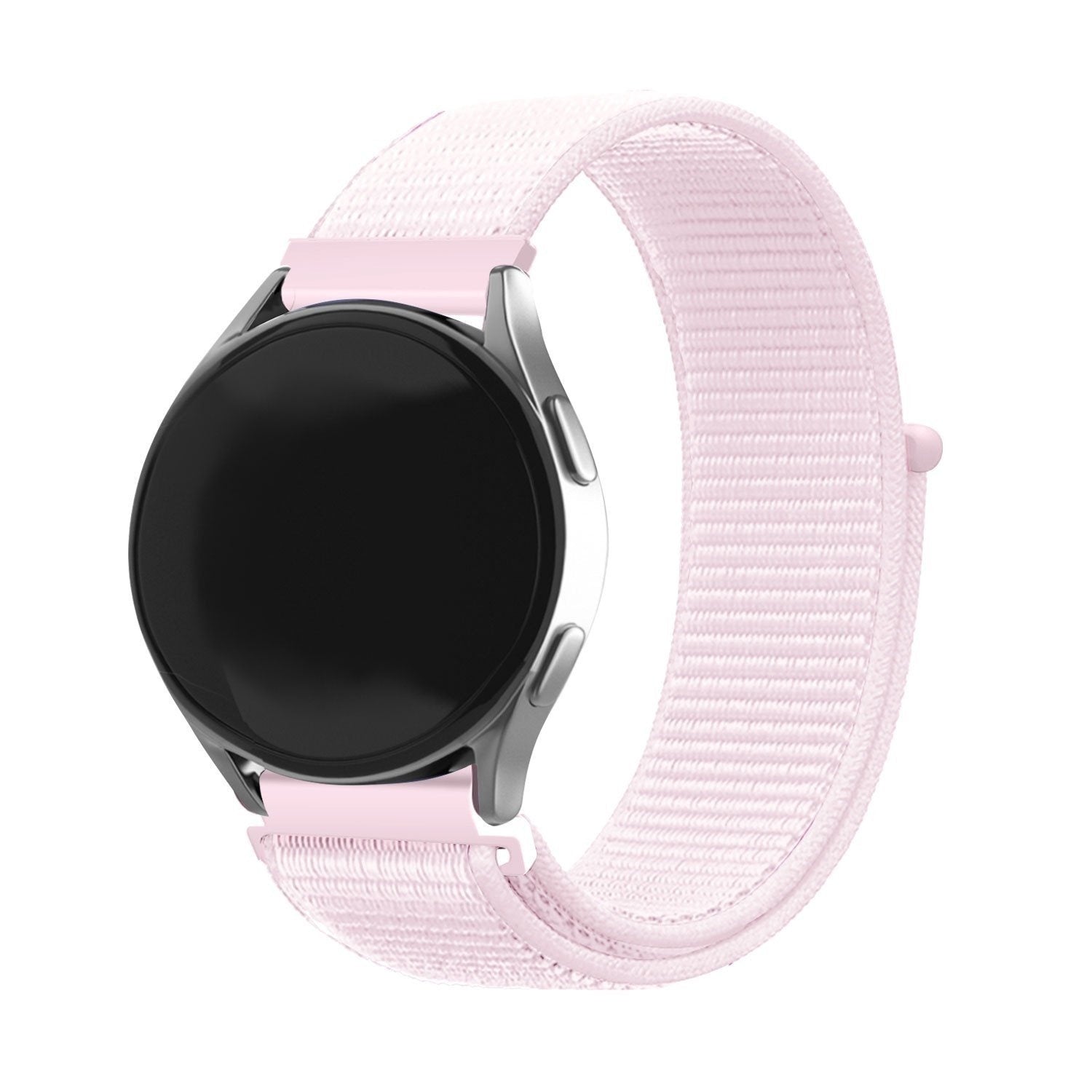 Nylon Strap, light pink, on a watch, 3/4 front view