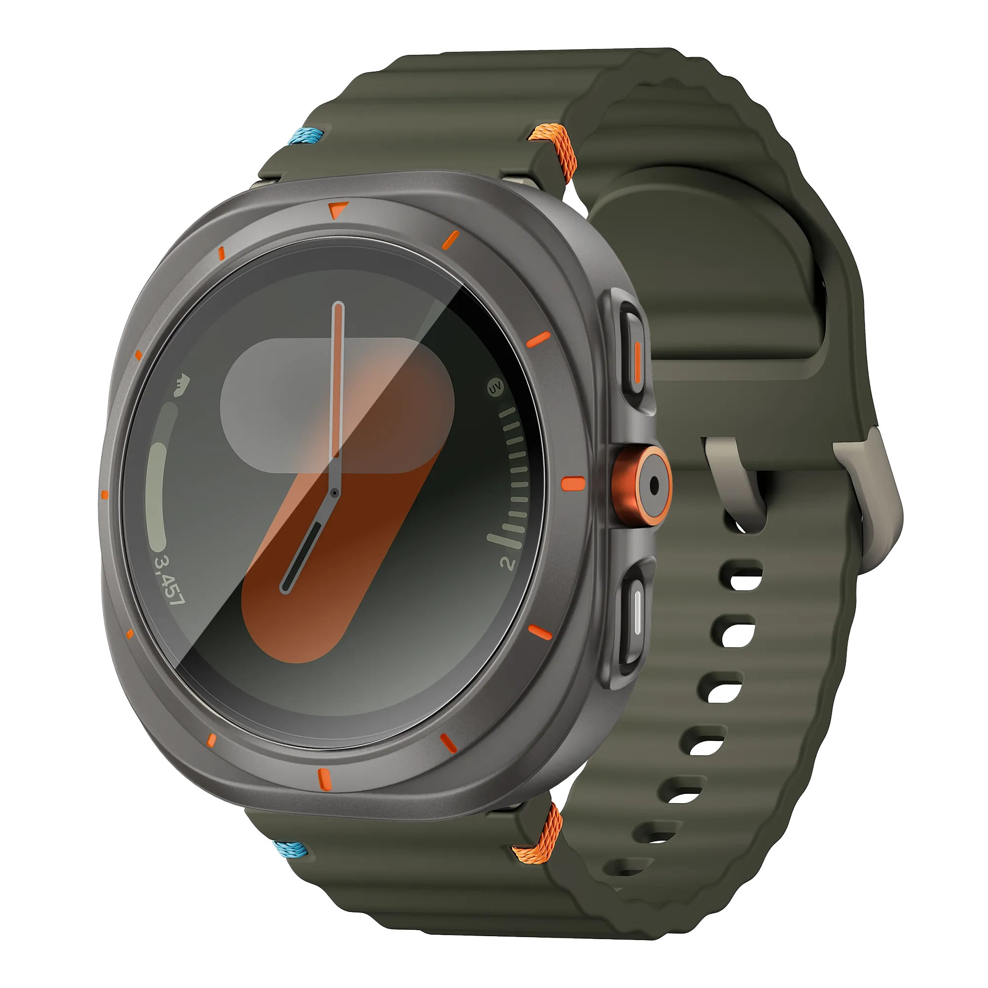 Bandz Coque de PC carrée avec verre Samsung Galaxy Watch 7 - 44 mm (gris titane)
