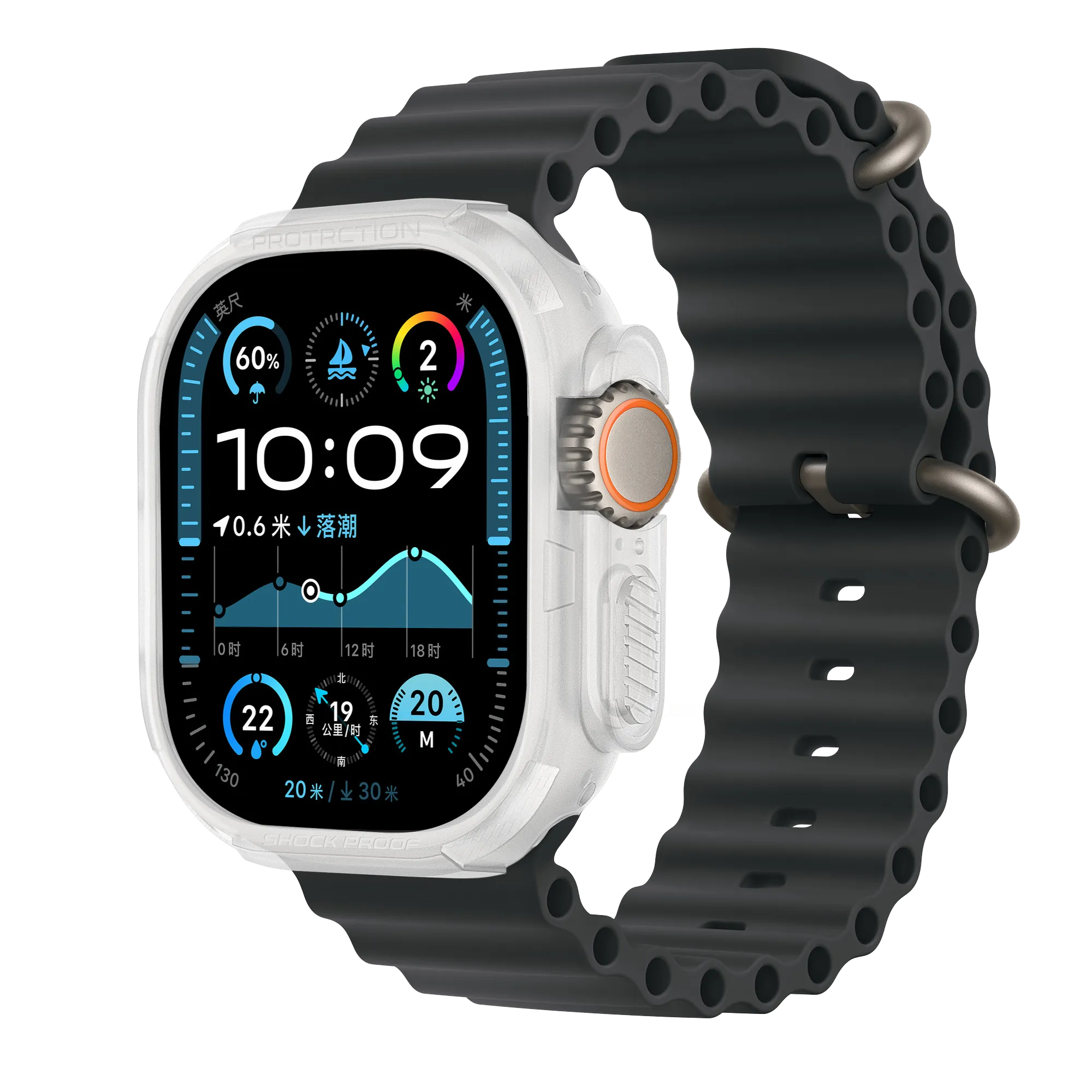 Bandz Coque TPU robuste Apple Watch Ultra - 49mm (transparent)