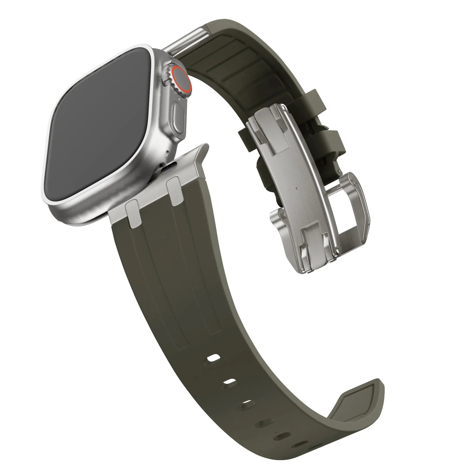 BALR. Apple Watch Ultra Liquid Silicone Strap (Brown/Titanium)