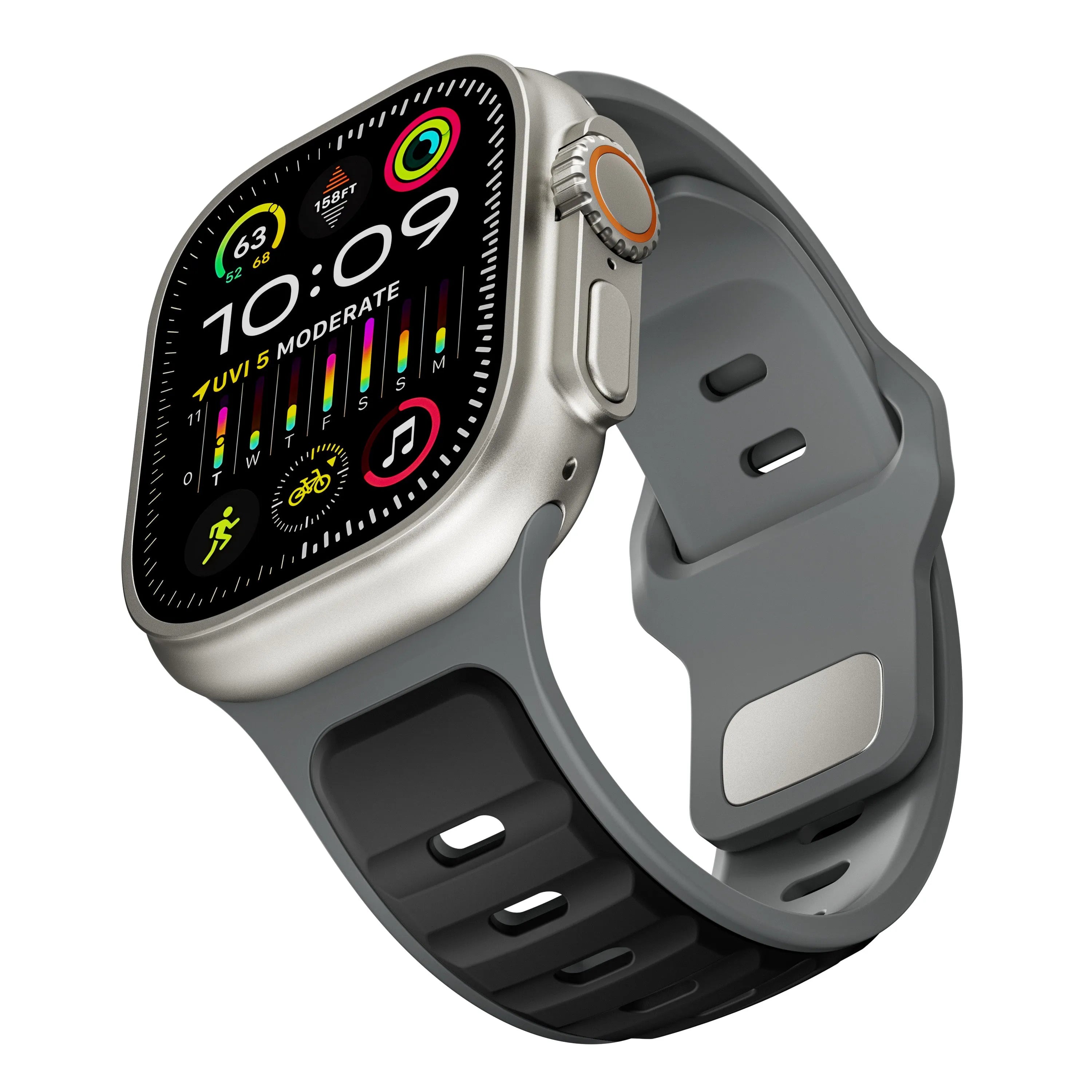 Bracelet silicone outdoor pour Apple Watch (noir/gris)