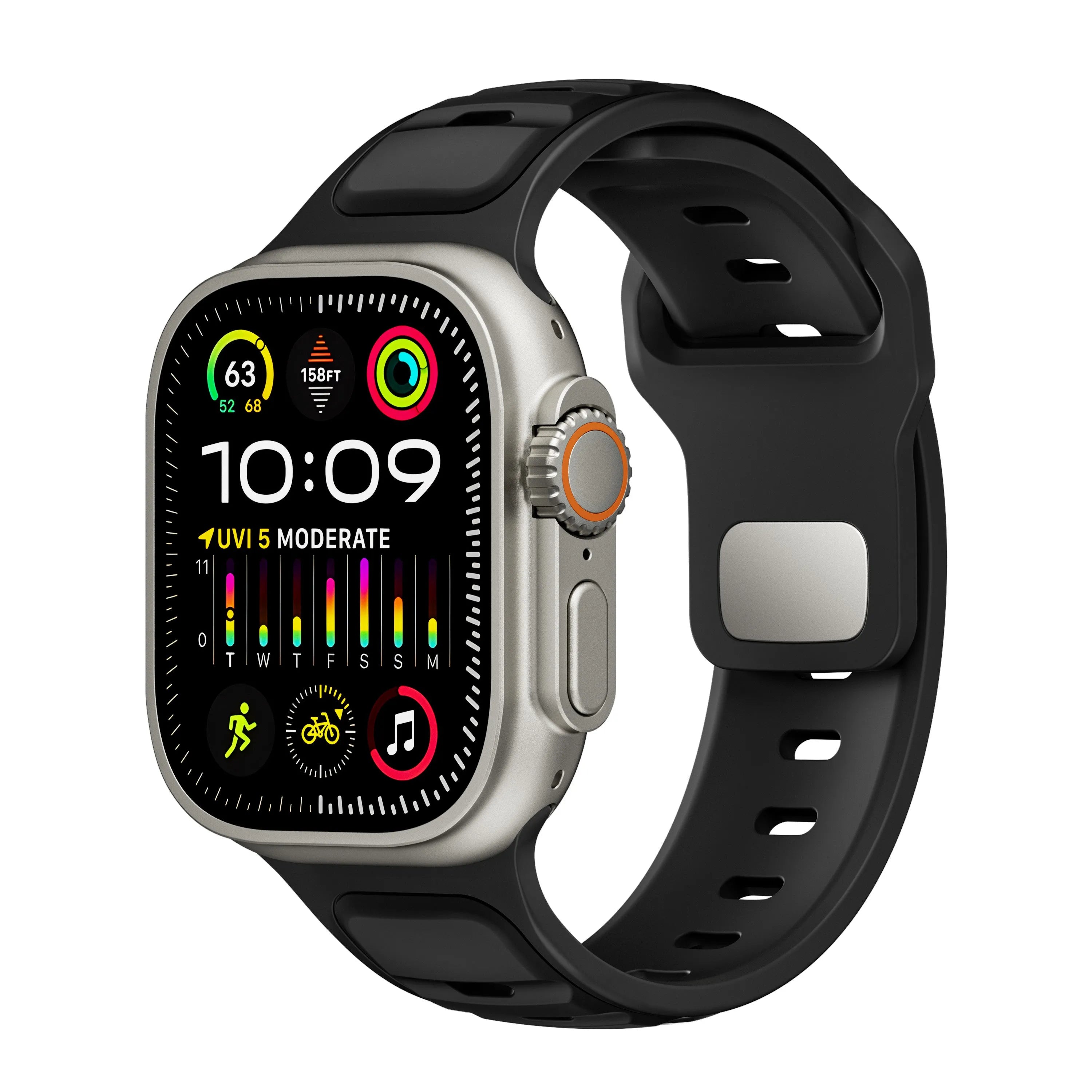 Bracelet silicone outdoor pour Apple Watch (noir/noir)