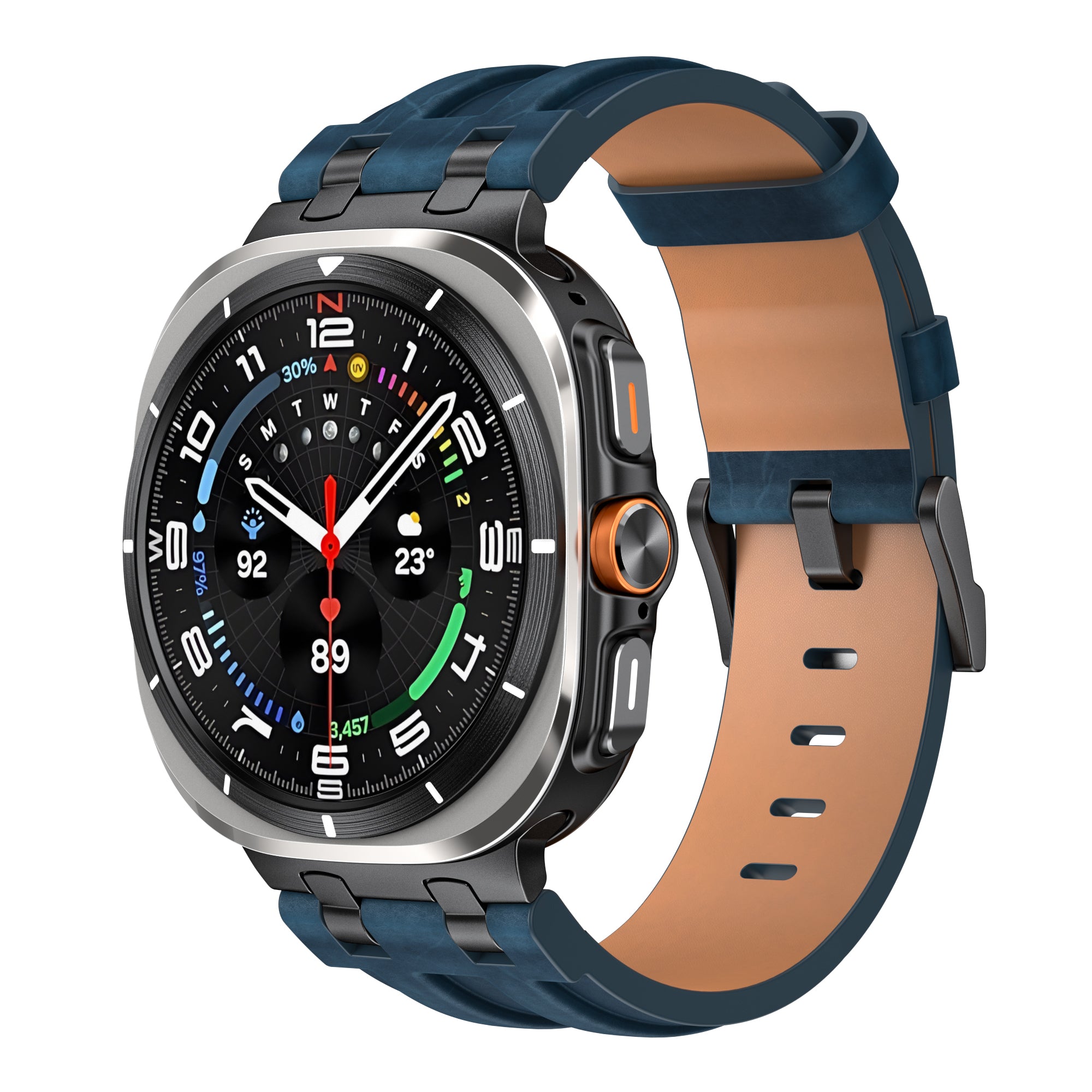 Bracelet cuir solide Samsung Galaxy Watch Ultra (bleu foncé)