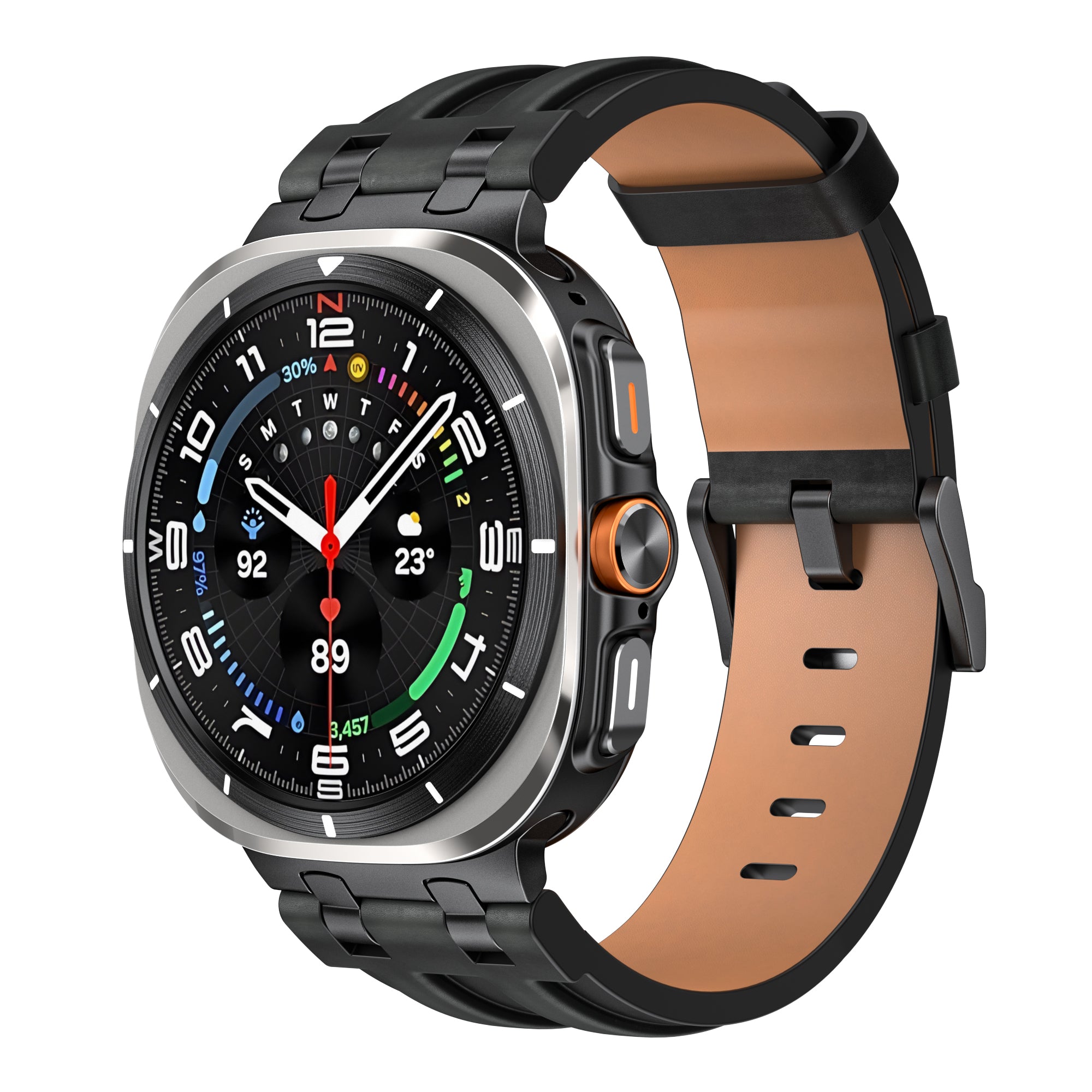 Bracelet cuir solide Samsung Galaxy Watch Ultra 2 (noir)