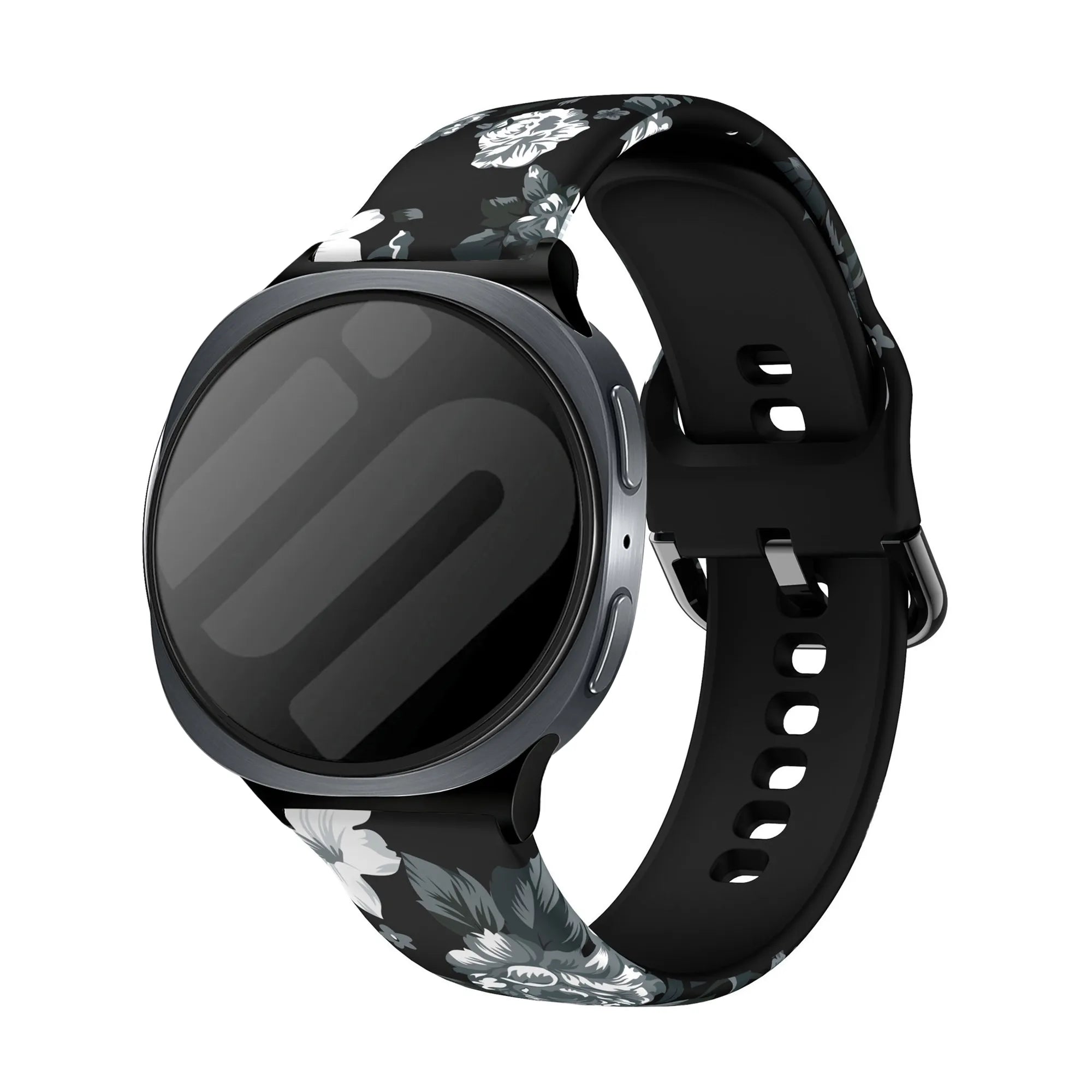 Samsung Galaxy Watch 9 - 40mm Print Silicone Strap (Grey Flower)
