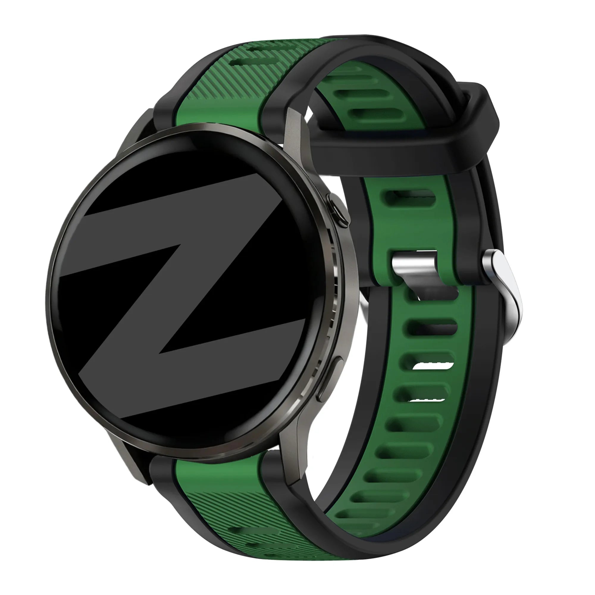 Bandz Garmin Venu 2 Dual Buckled Sport Strap (Black/Green)