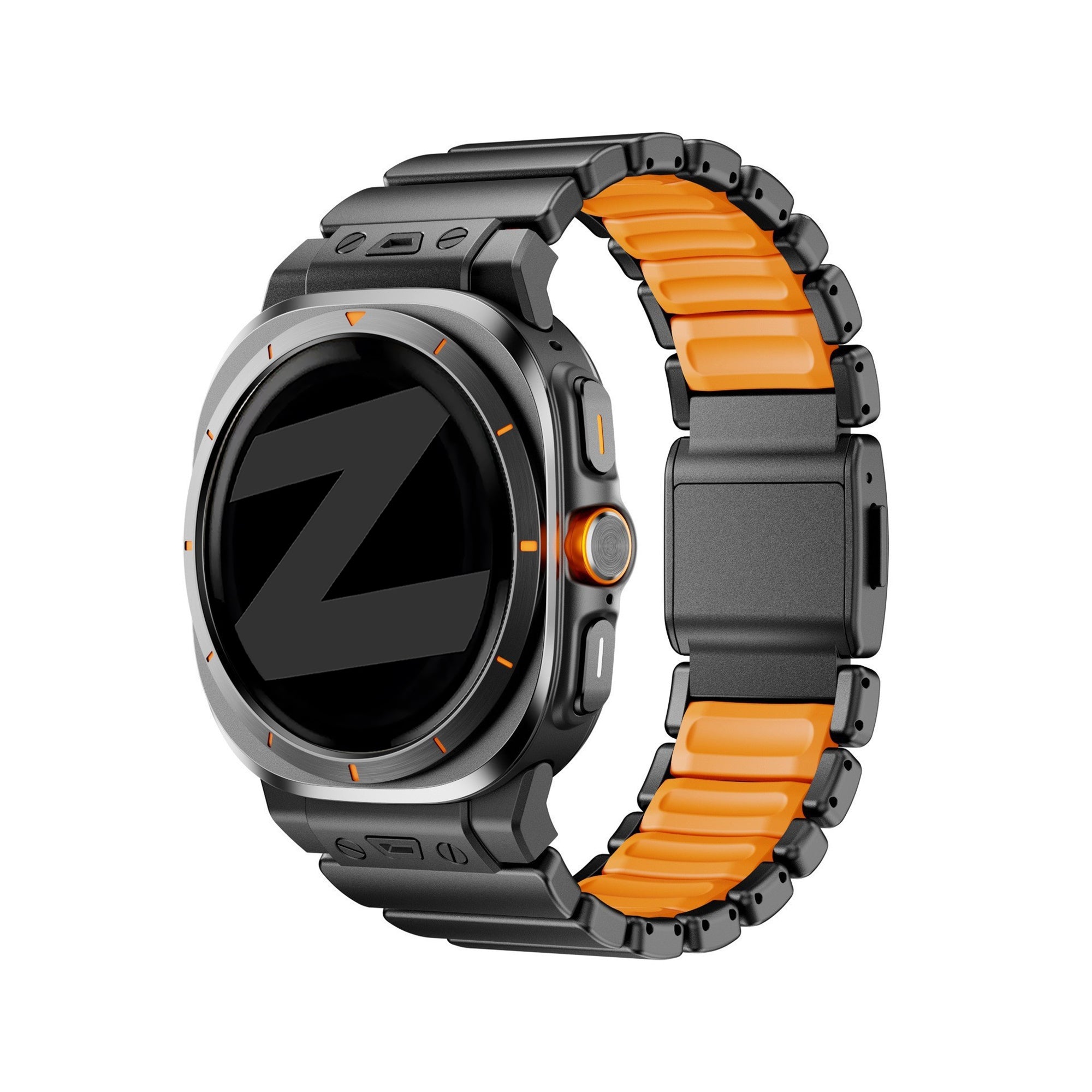 Bandz Samsung Galaxy Watch Ultra 2 Titanium Strap 'Hybrid' (Black/Orange)