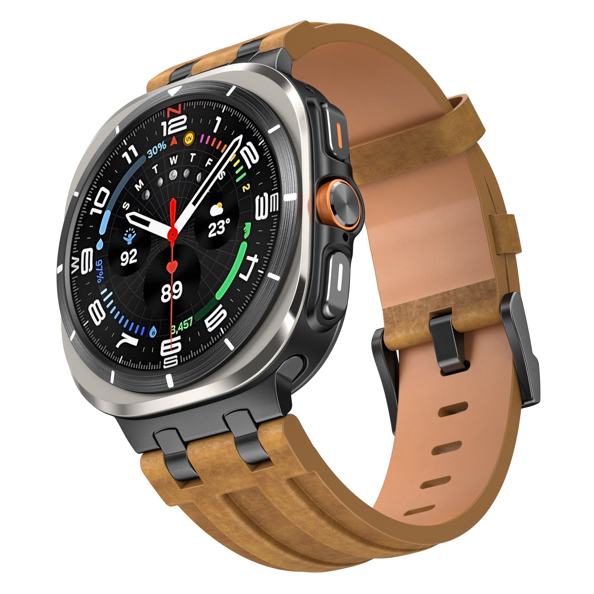 Bracelet cuir solide Samsung Galaxy Watch Ultra (marron)