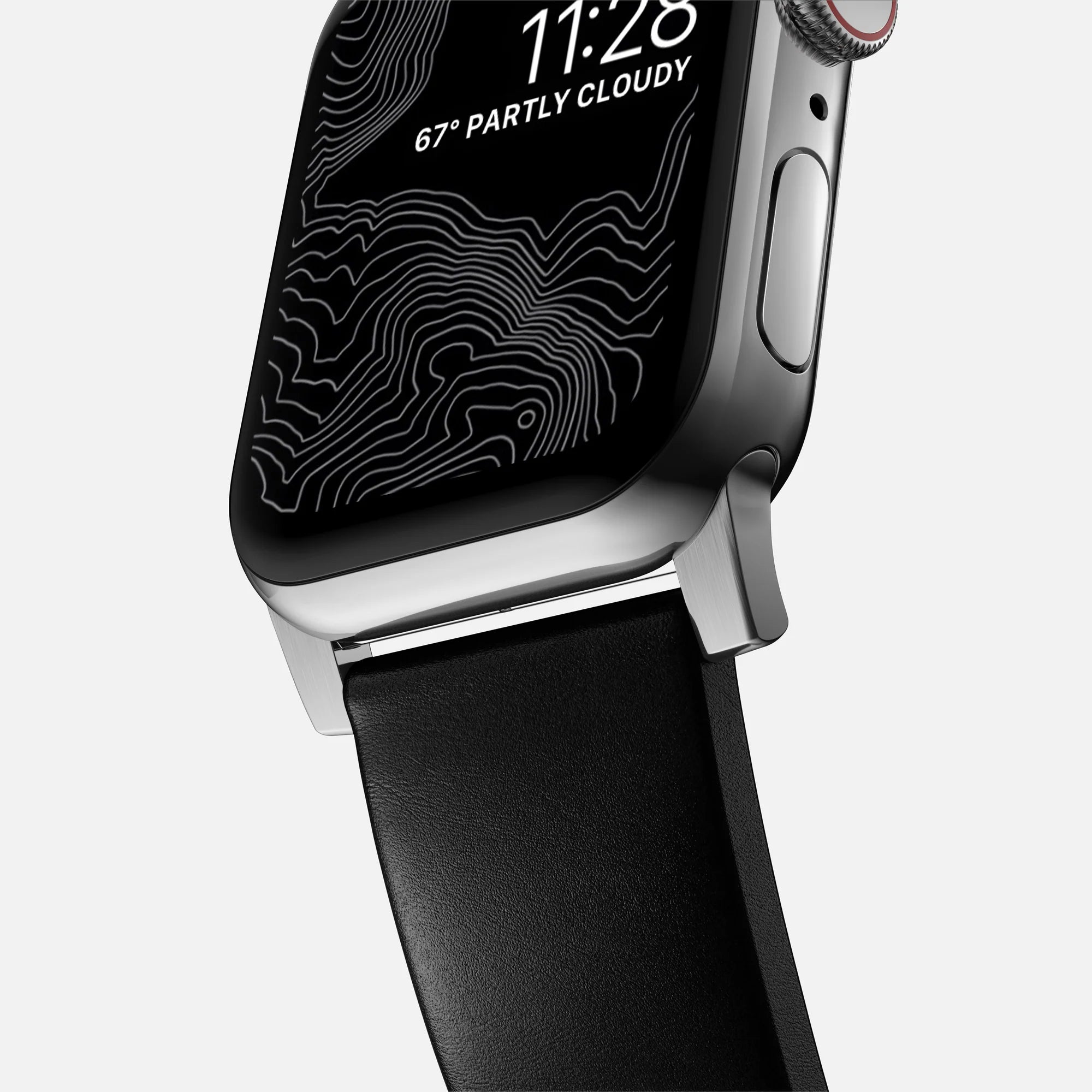 Nomad Bracelet cuir moderna Apple Watch (noir/argenté)