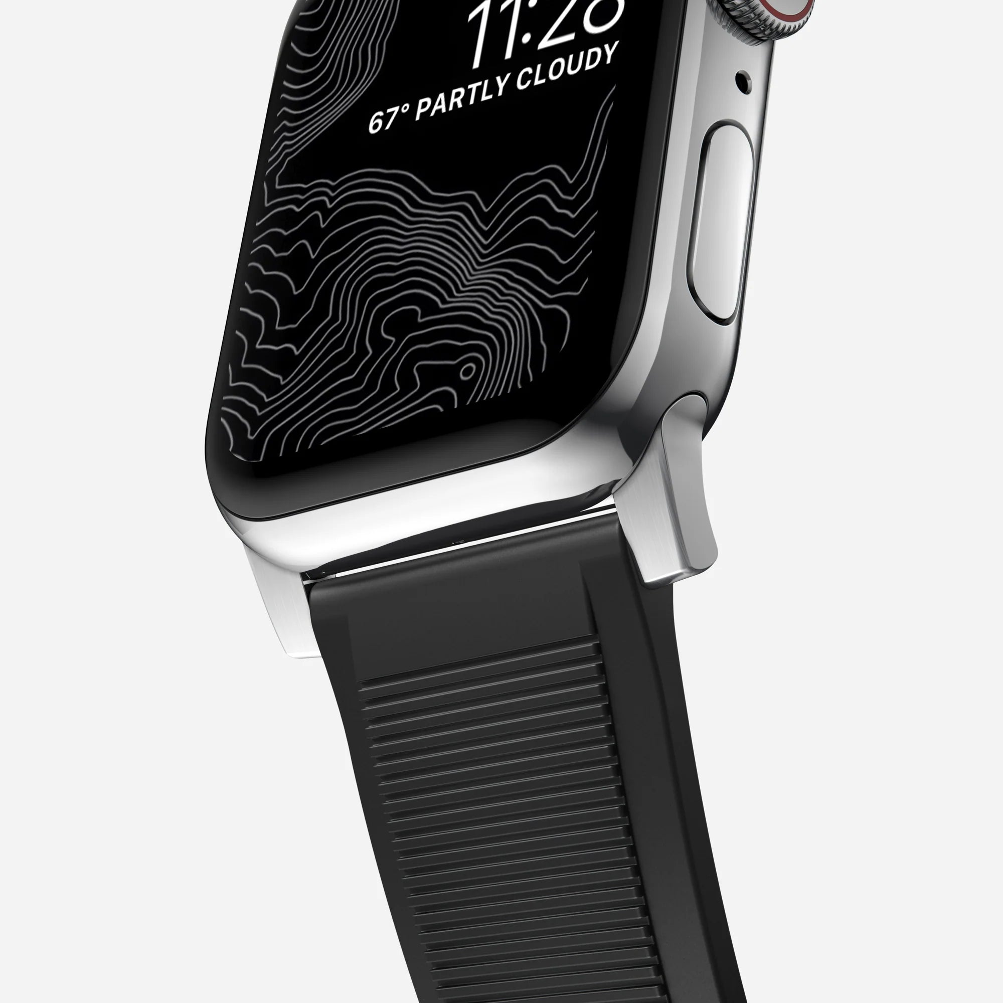 Nomad Bracelet de silicone résistant Apple Watch (noir/argenté)