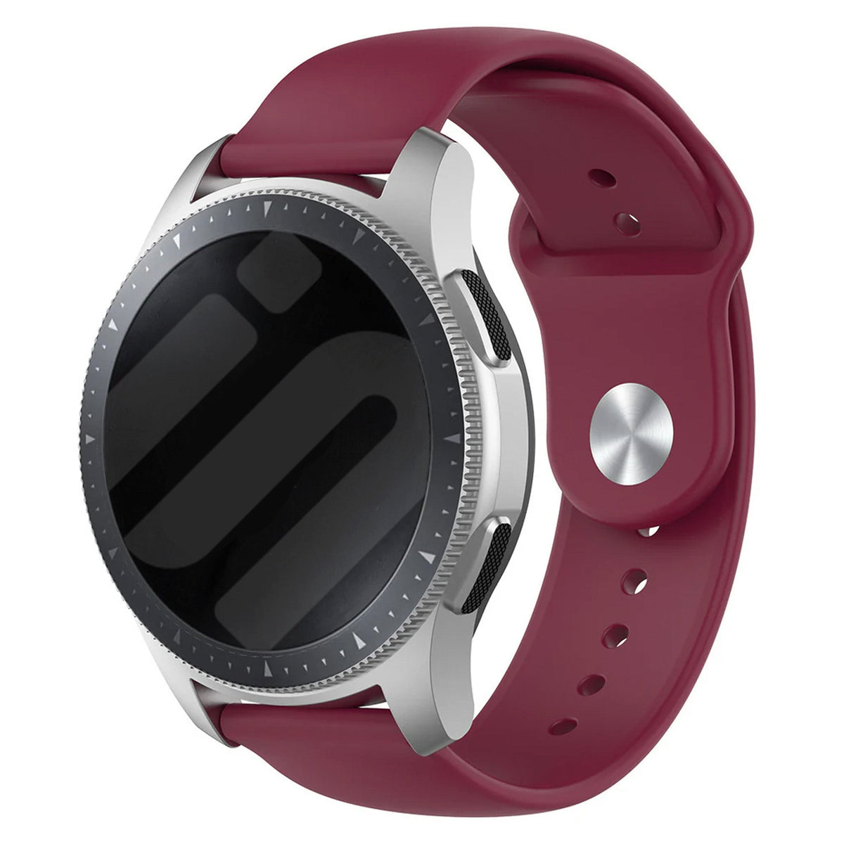Silicone Sport Strap, on a watch, 3/4 front view