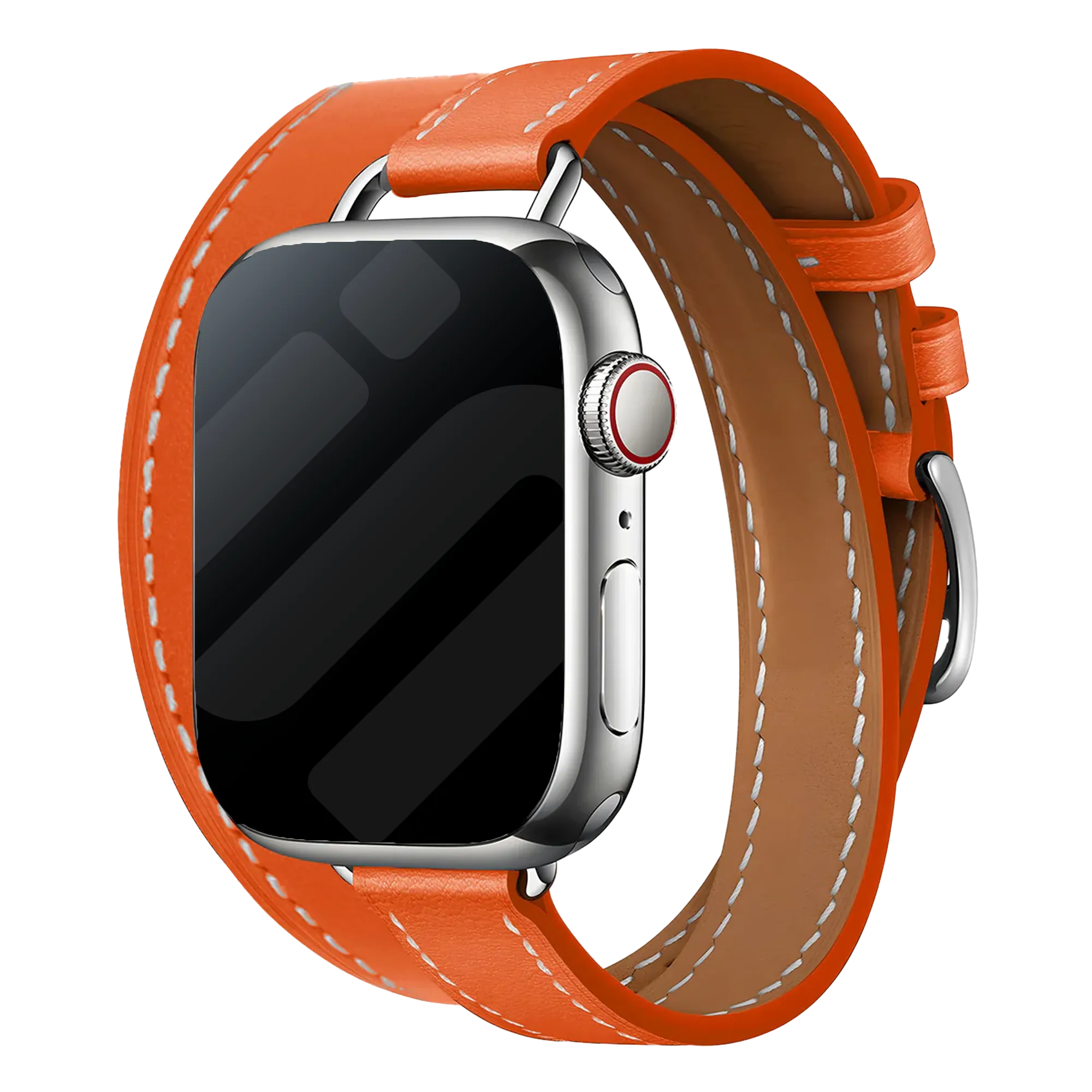 Bracelet cuir Double Tour Apple Watch (orange)