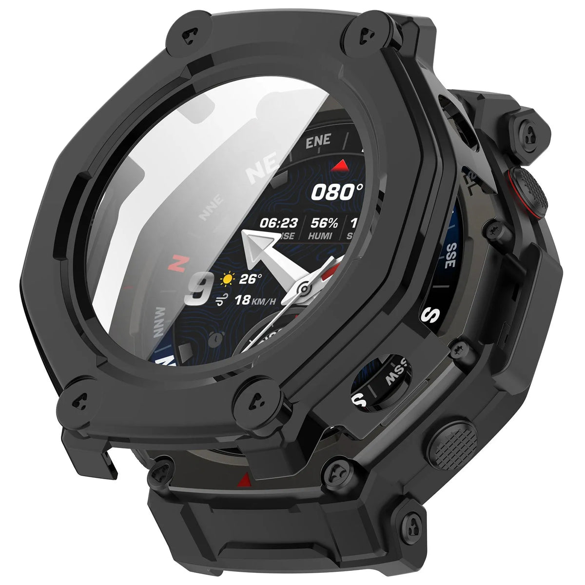 Coque dure avec verre Amazfit T-Rex 3 Pro - 48mm (noir)
