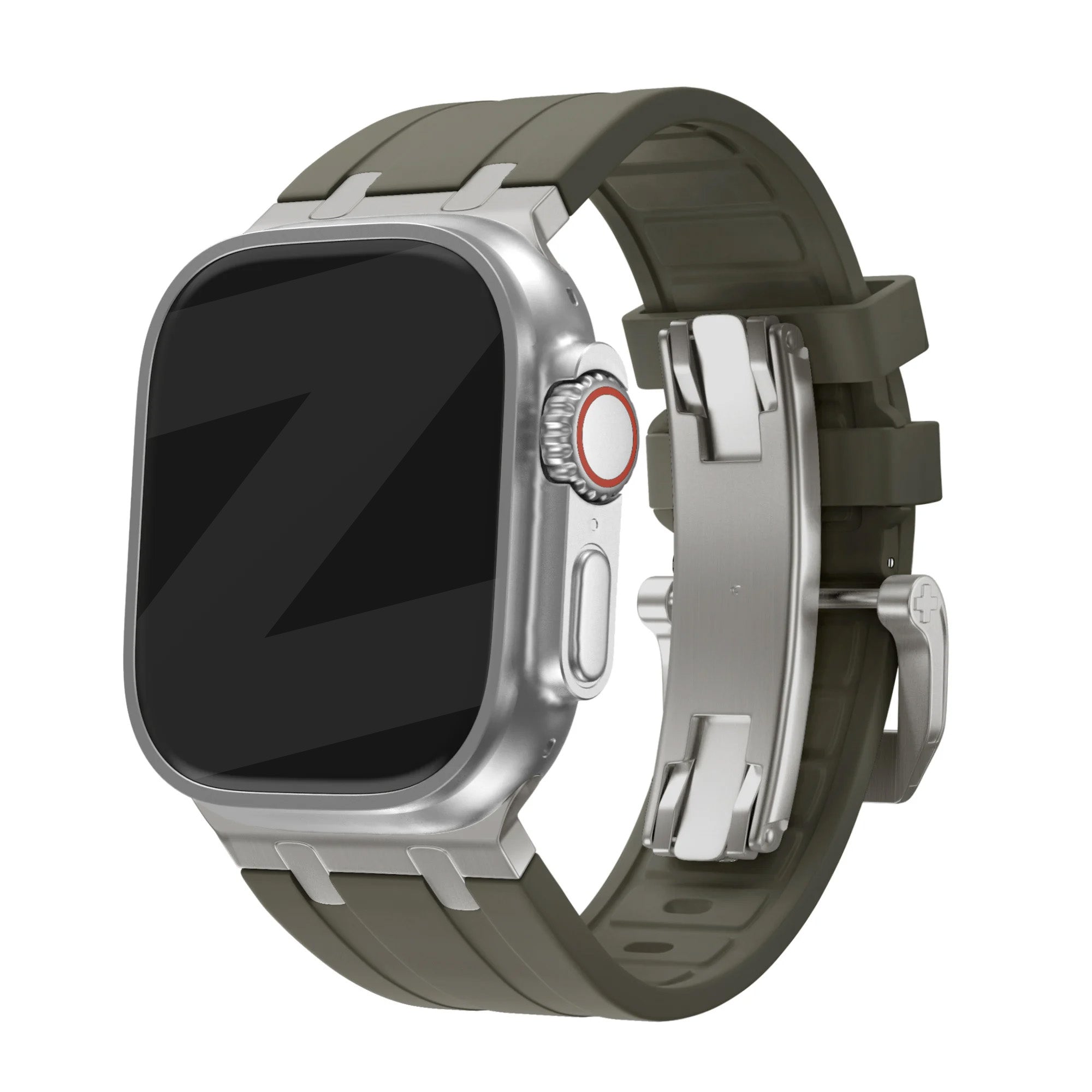 Bandz Bracelet silicone 'Luxe Liquid' Apple Watch Ultra (marron avec titane)
