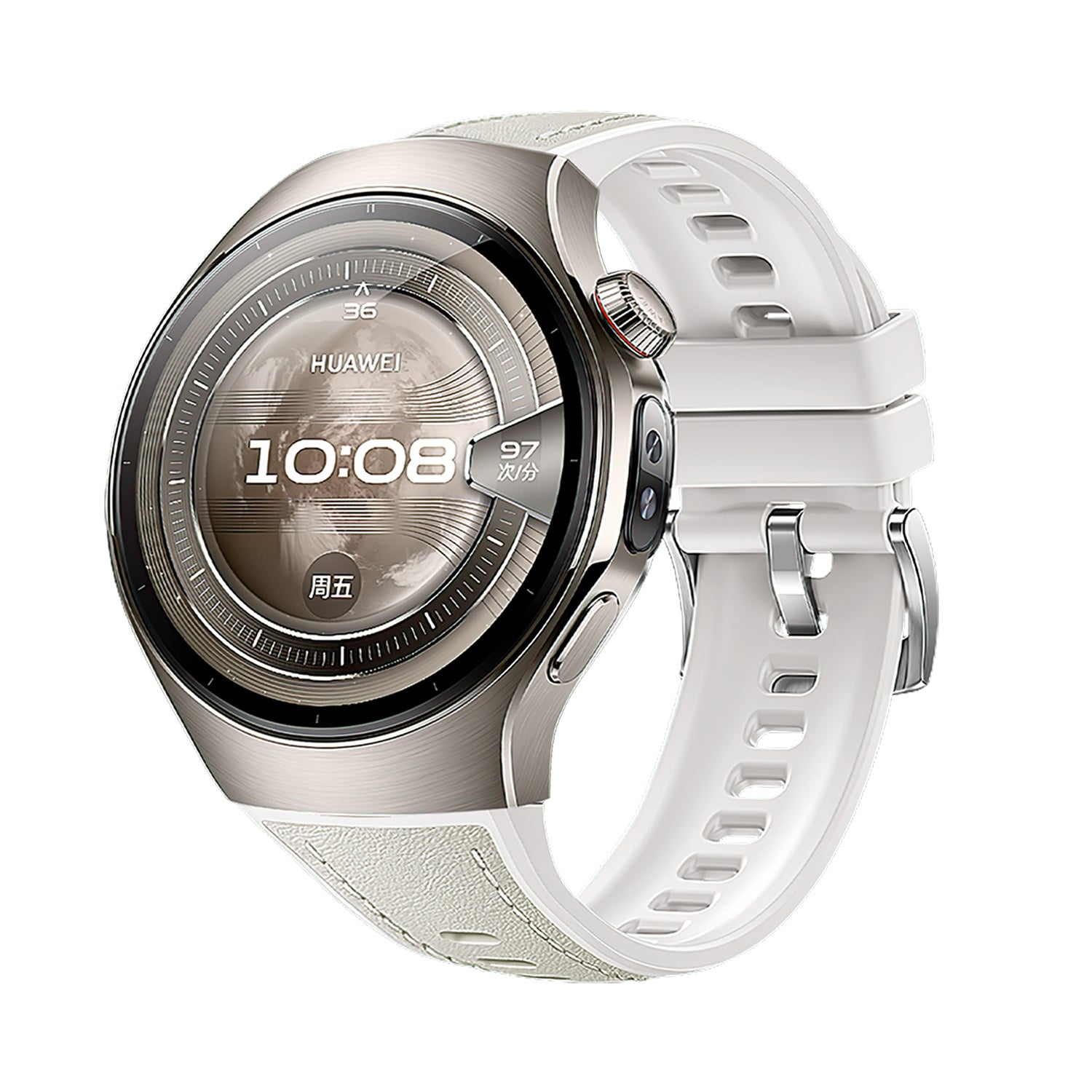 Bracelet cuir hybride ''Perfect Fit' Huawei Watch 5 - 42mm (beige)