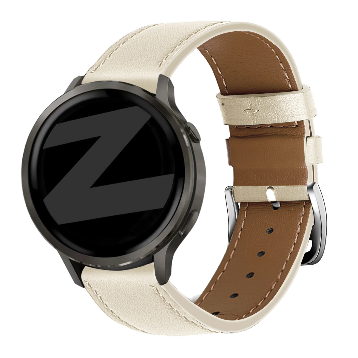 Bandz Garmin 18mm Leather Strap 'Deluxe' (Beige)