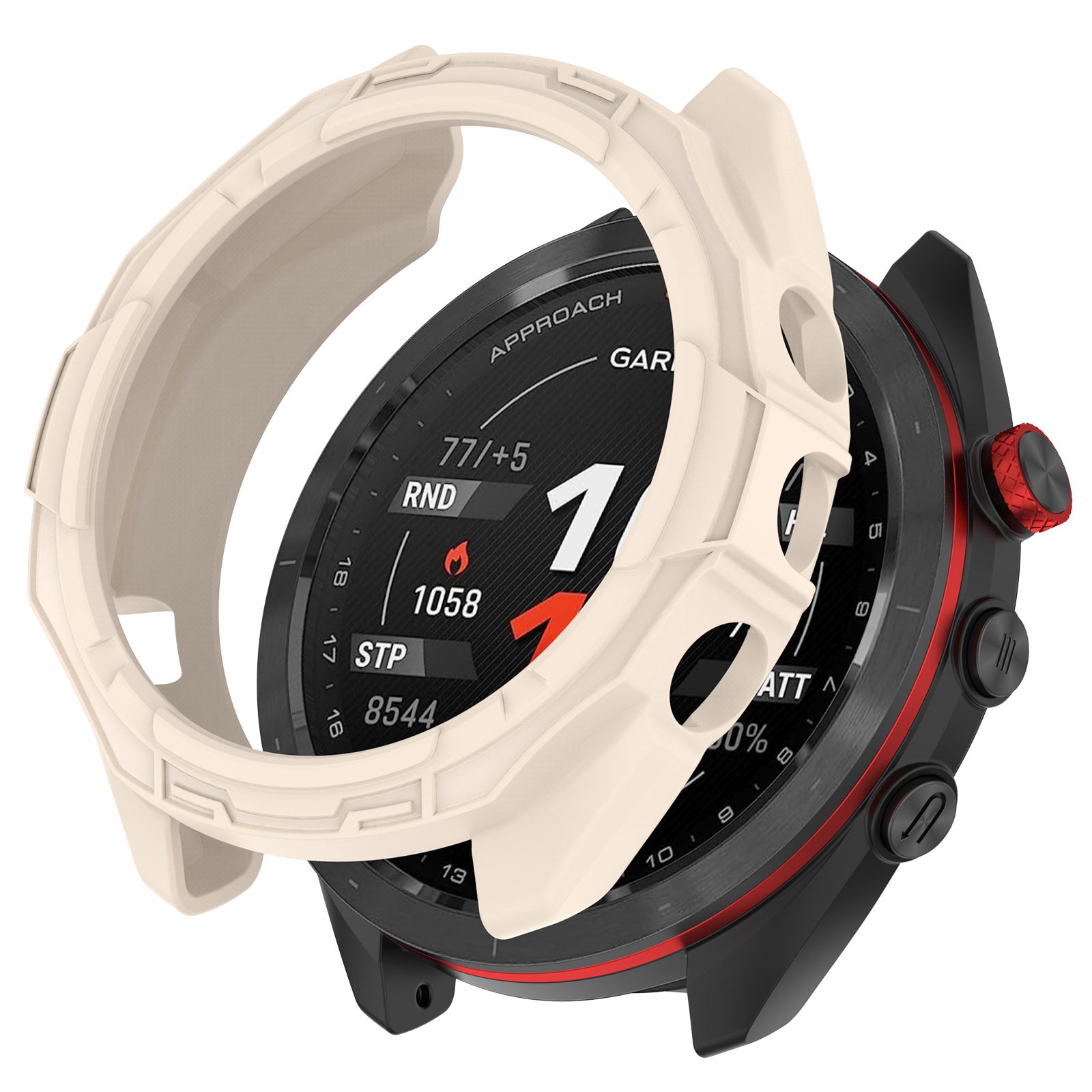 Coque TPU résistante Garmin Approach S70 - 42mm (beige)
