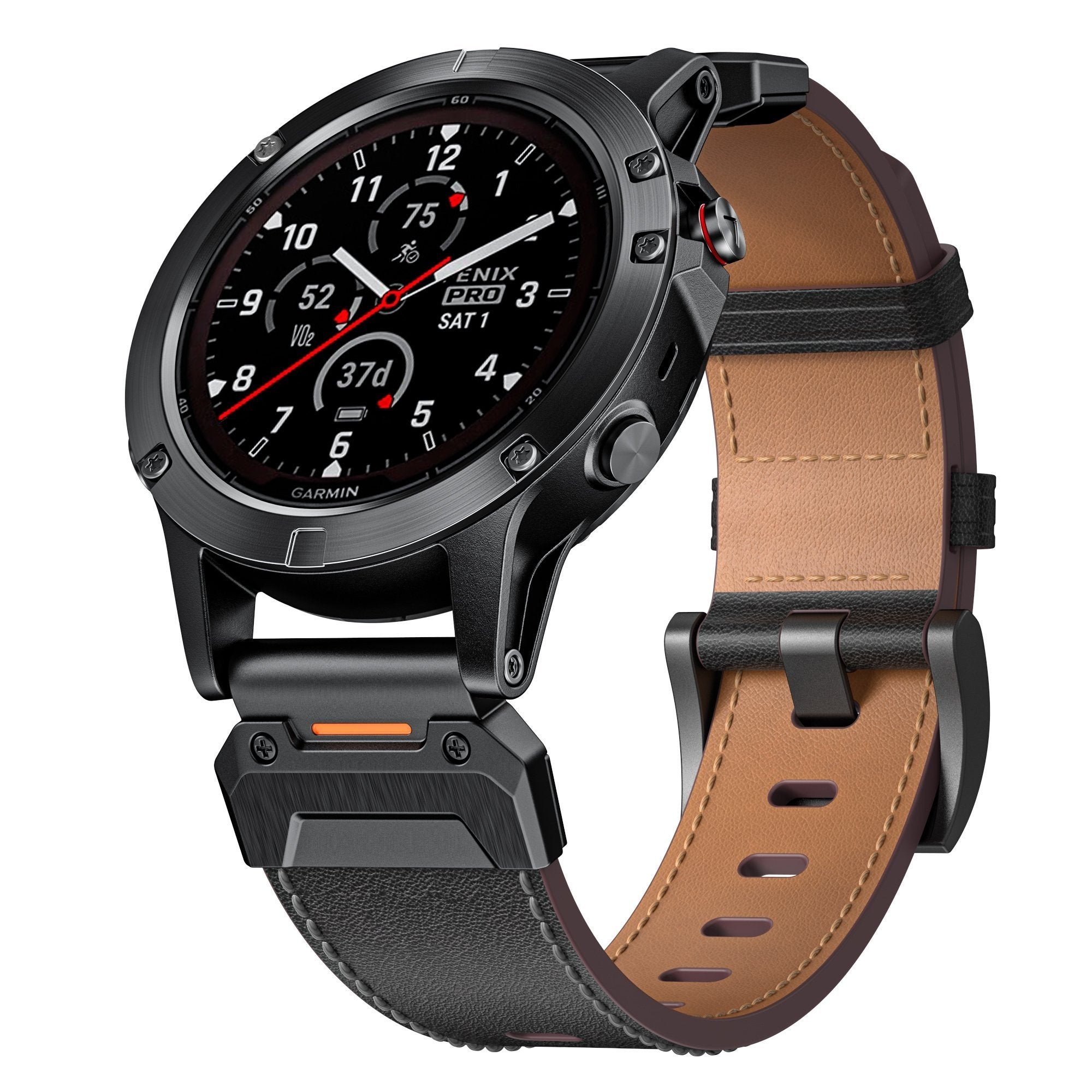 Bracelet cuir authentique Garmin Approach S70 - 47mm (noir)
