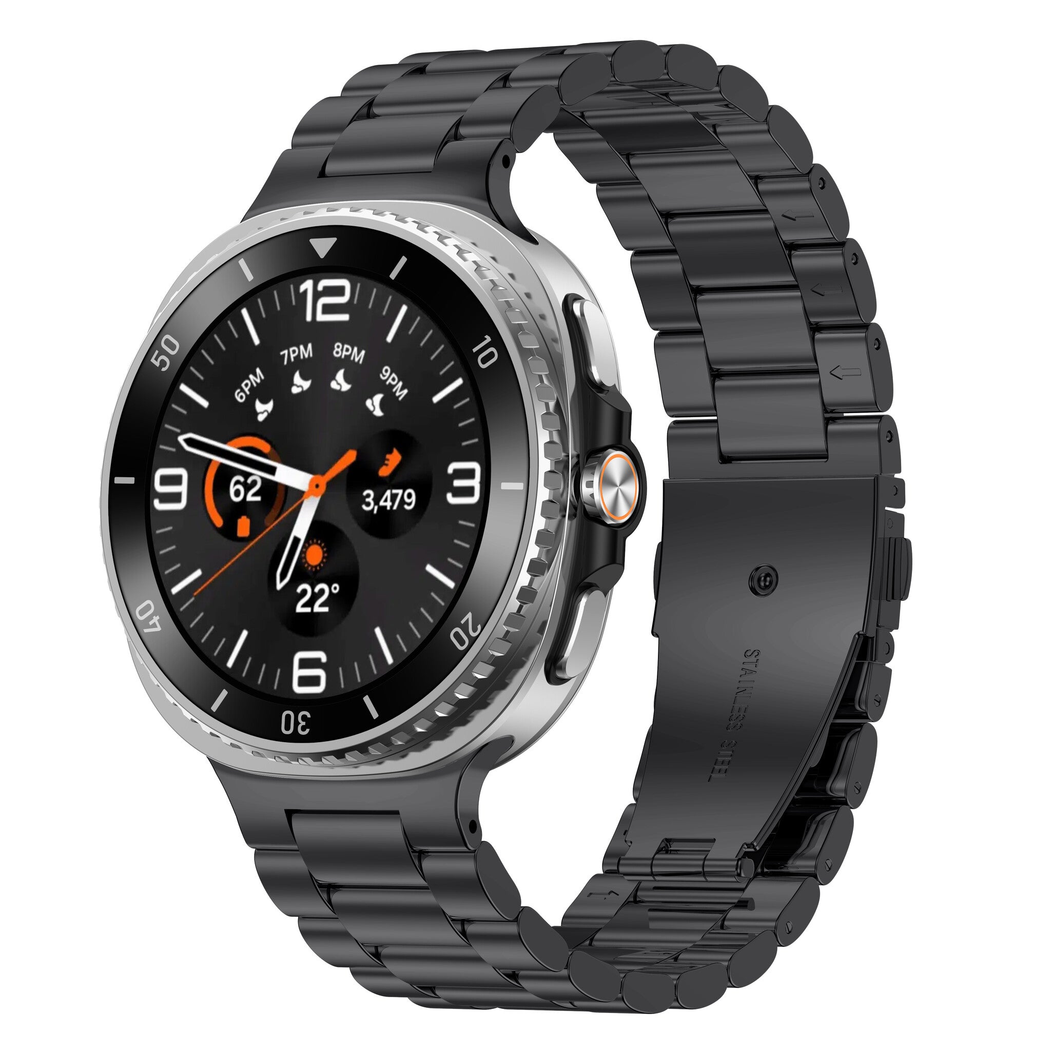 Bracelet acier Samsung Galaxy Watch 9 - 44mm (noir)