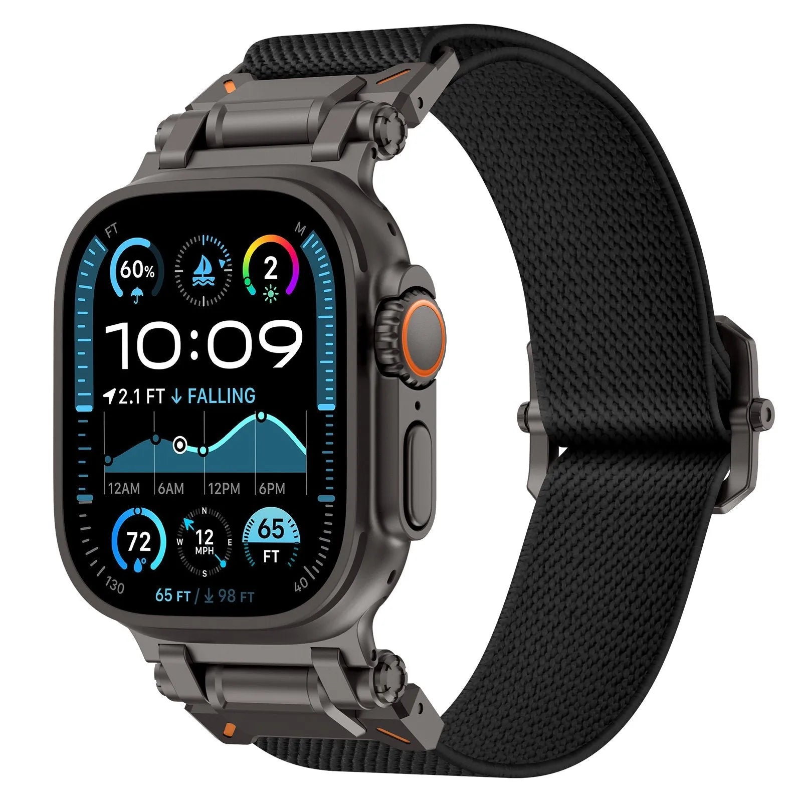 Bracelet en polyester 'Explorer' Apple Watch (noir/noir)