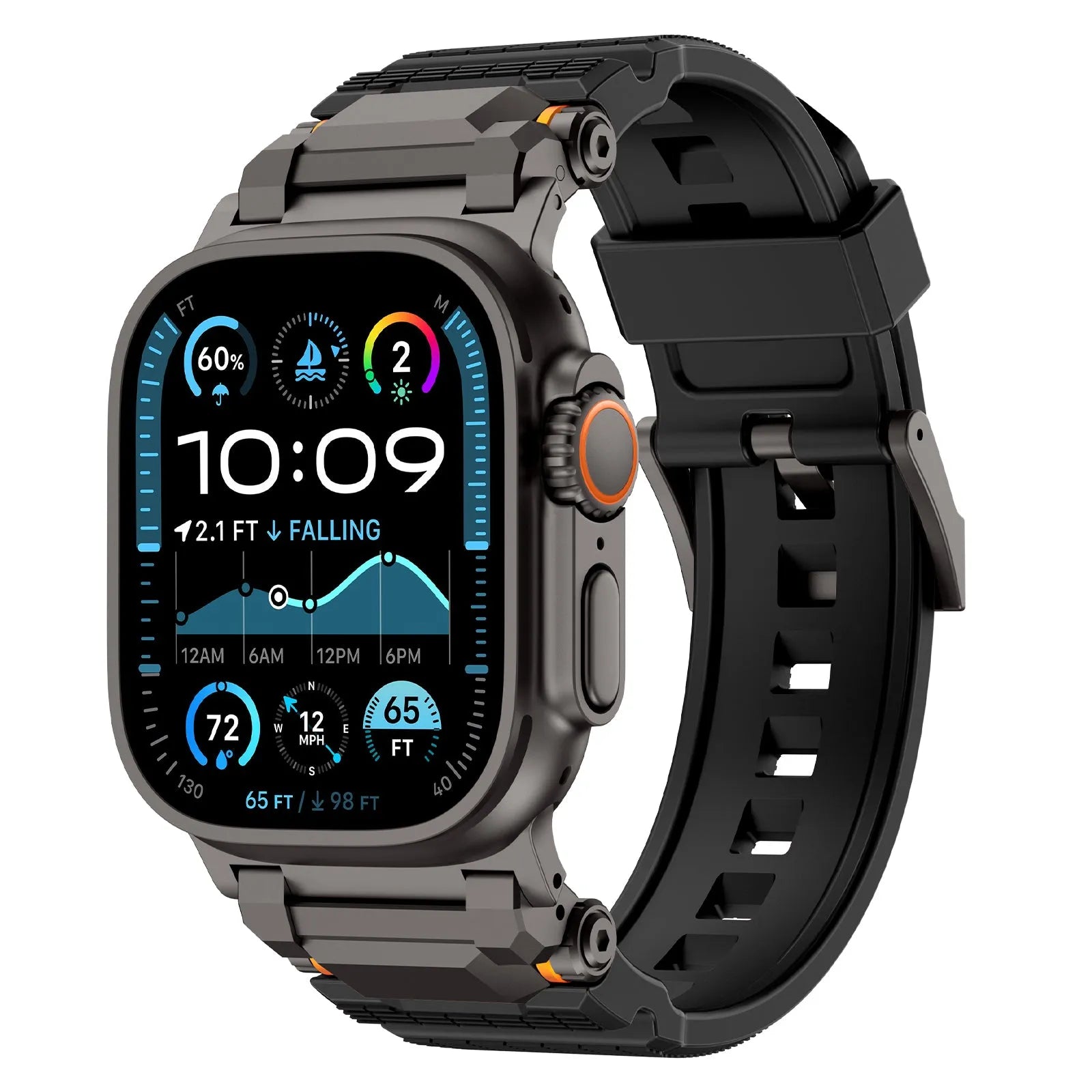 Bracelet silicone 'Adventurer' Apple Watch (noir avec noir)