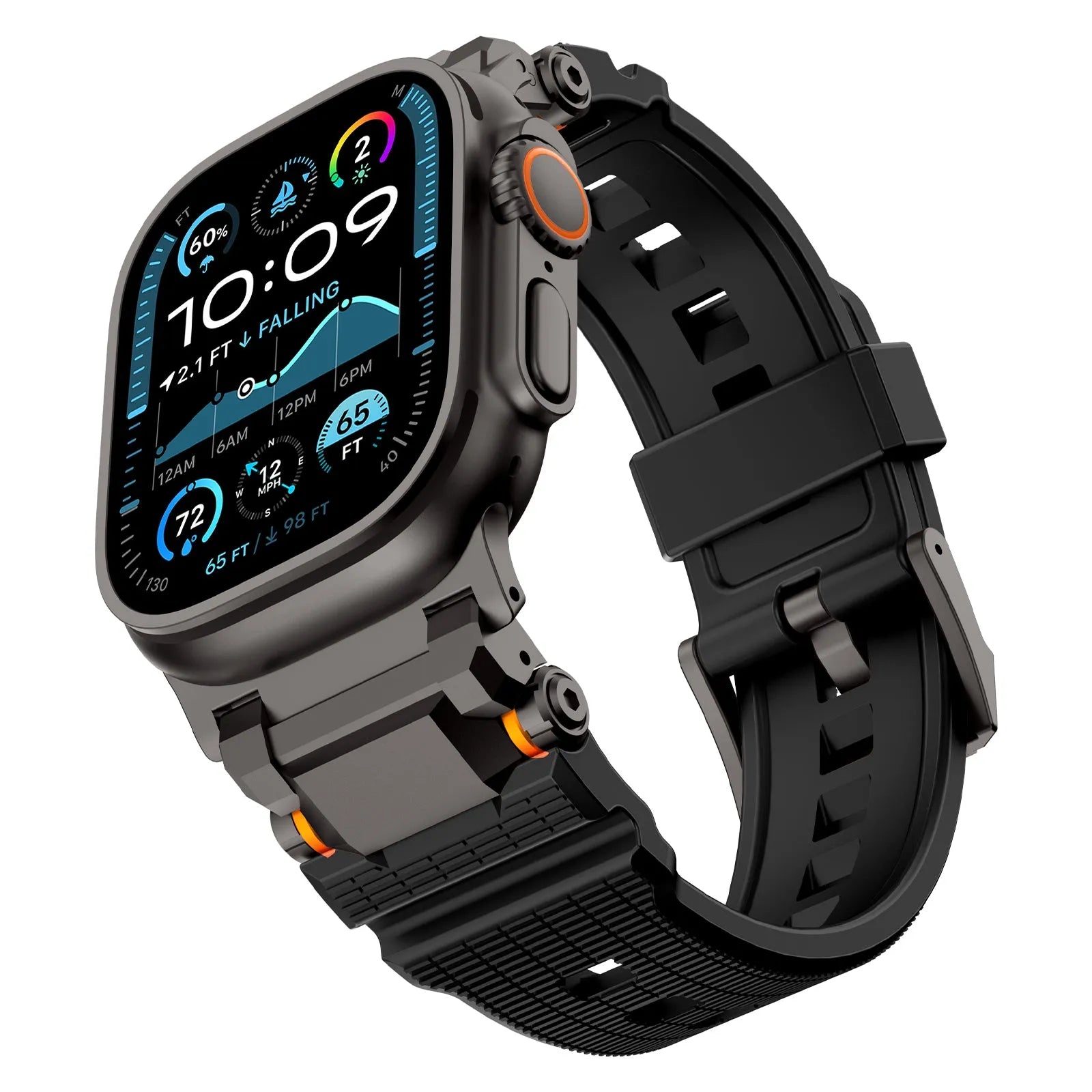 Bracelet silicone 'Adventurer' Apple Watch (noir avec noir)