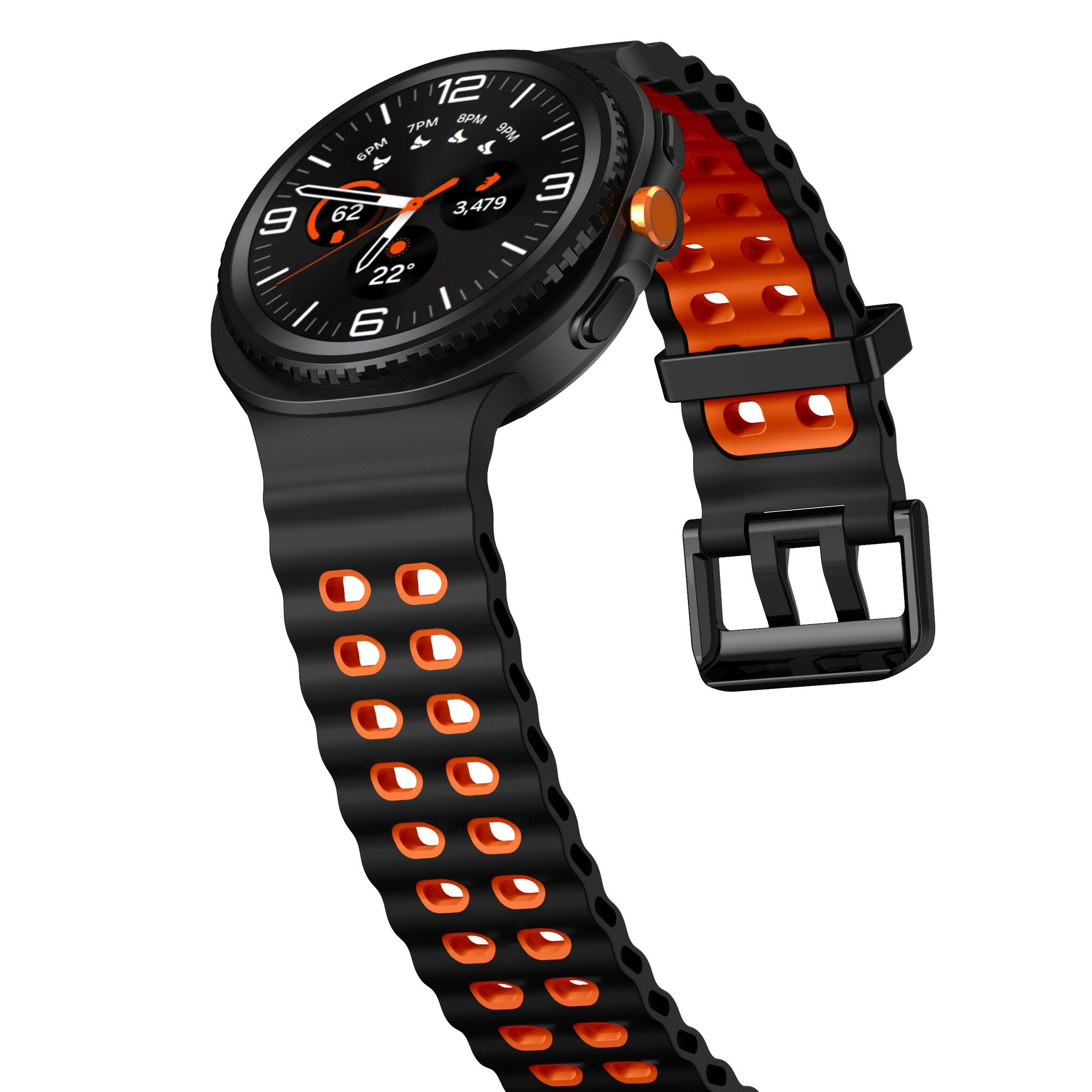 Samsung Galaxy Watch 9 - 44mm Ocean Strap (Black/Orange)