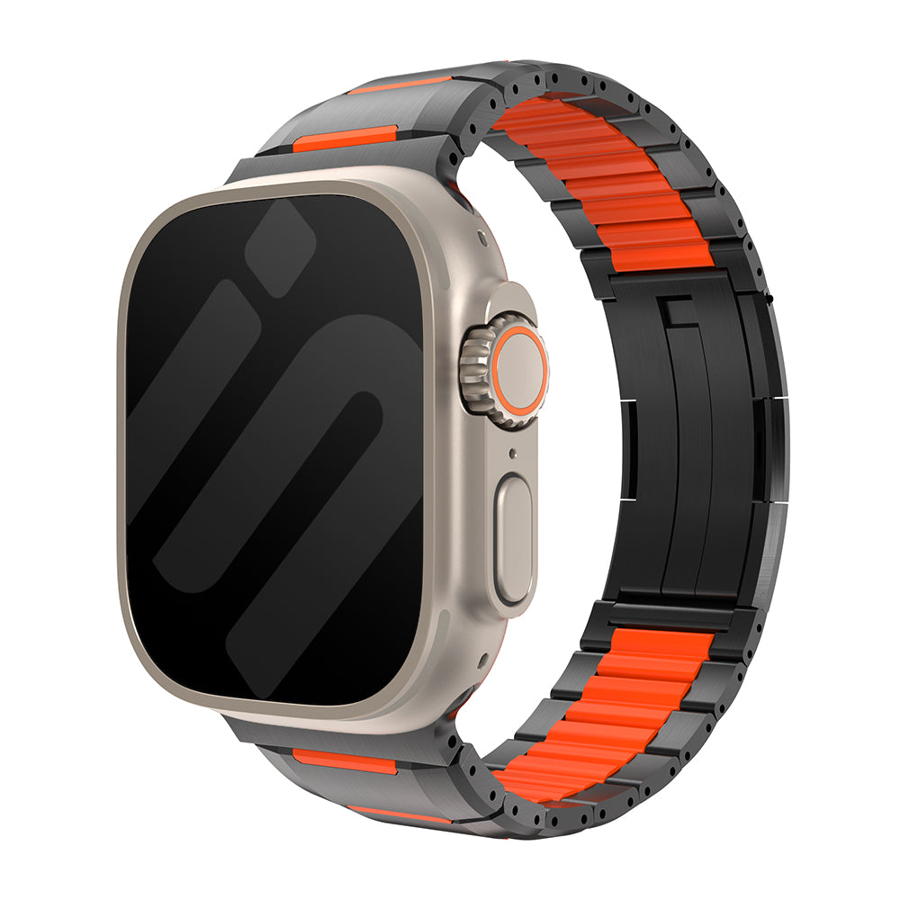 Bracelet acier hybride Apple Watch (noir/orange)