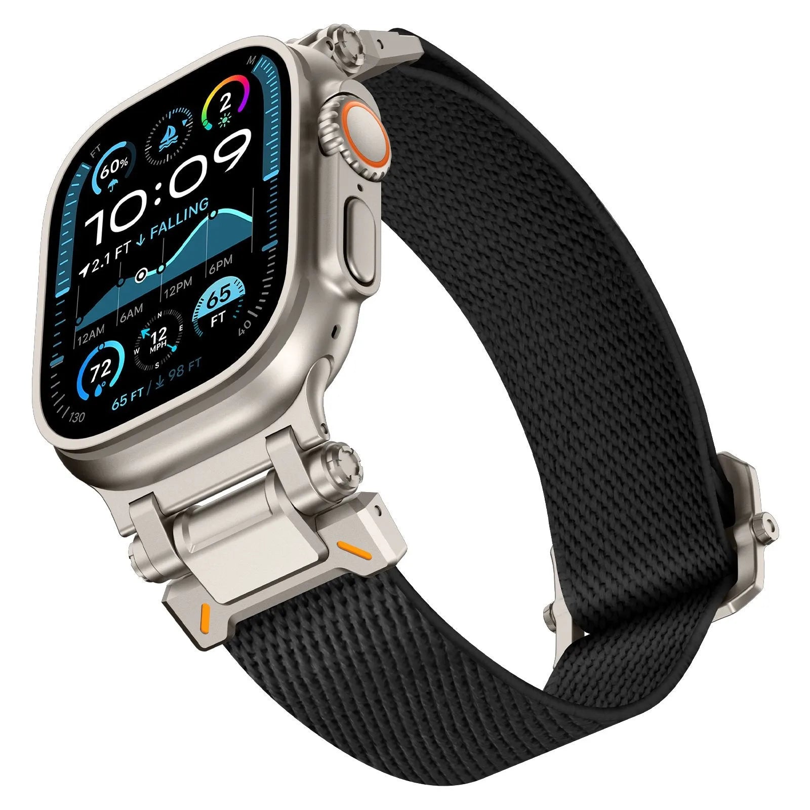 Bracelet en polyester 'Explorer' Apple Watch (noir/titane)