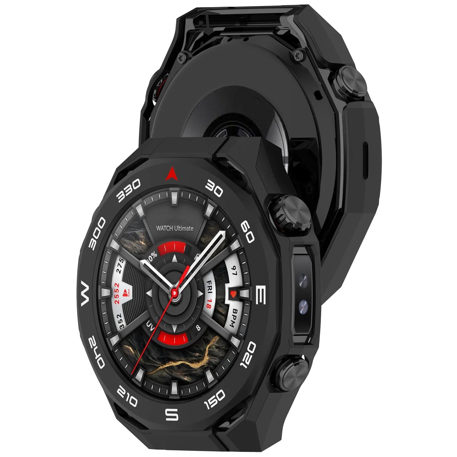 Coque PC avec verre Huawei Watch Ultimate 2 (noir)