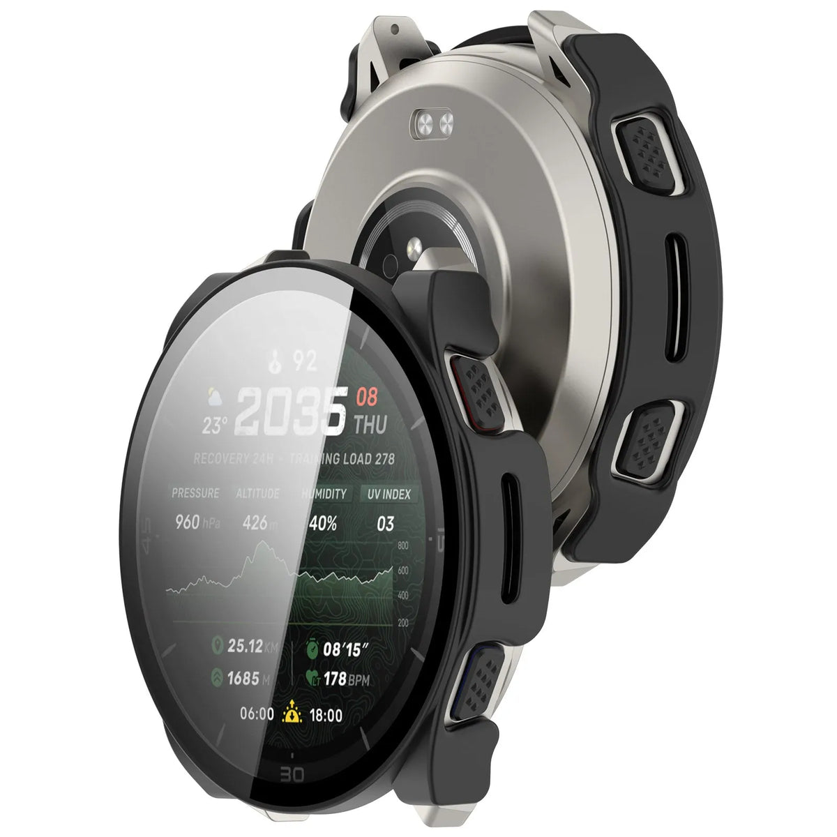 Coque rigide avec verre Amazfit Cheetah 2 Ultra (noir)