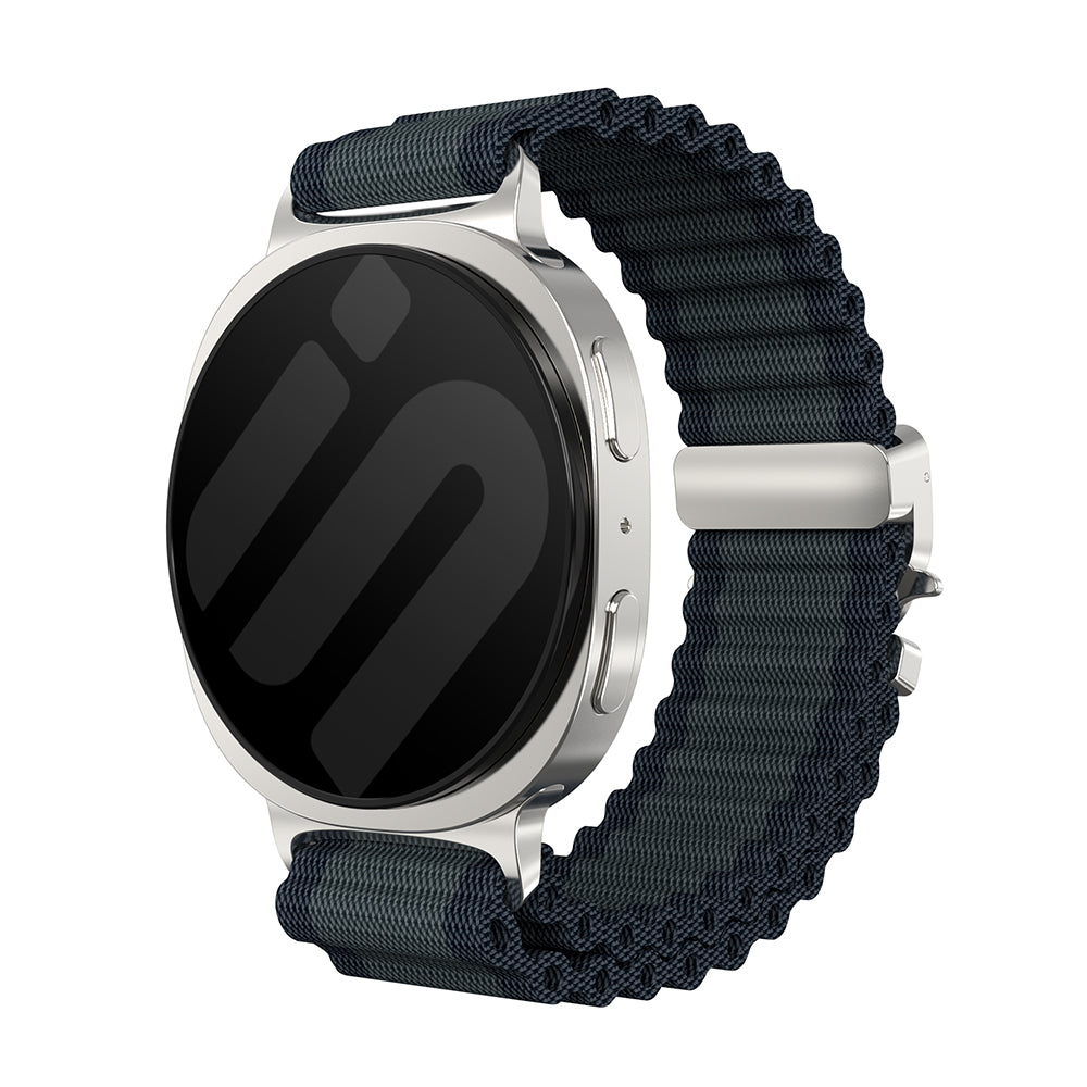Samsung Galaxy Watch 9 - 44mm Outdoor Nylon Strap with P-Buckle (Black with Silver)