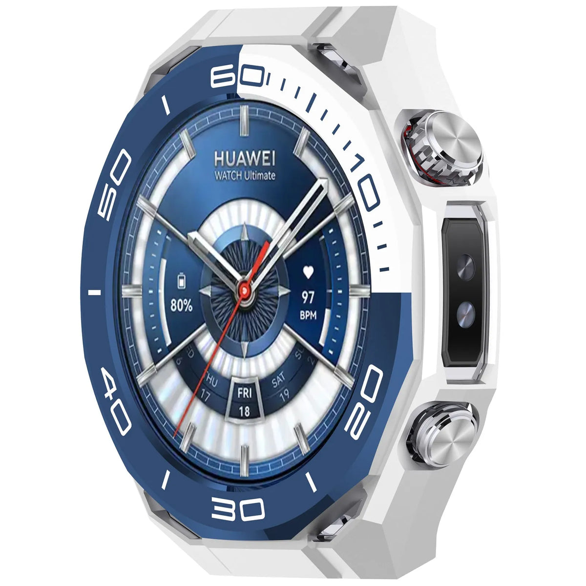 Coque PC avec verre Huawei Watch Ultimate 2 (blanc/bleu)