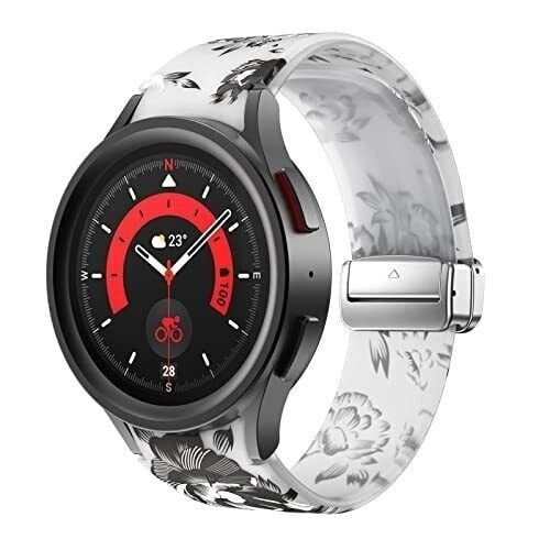 Silicone Magnetic Patterned Strap, on a watch, 3/4 front view