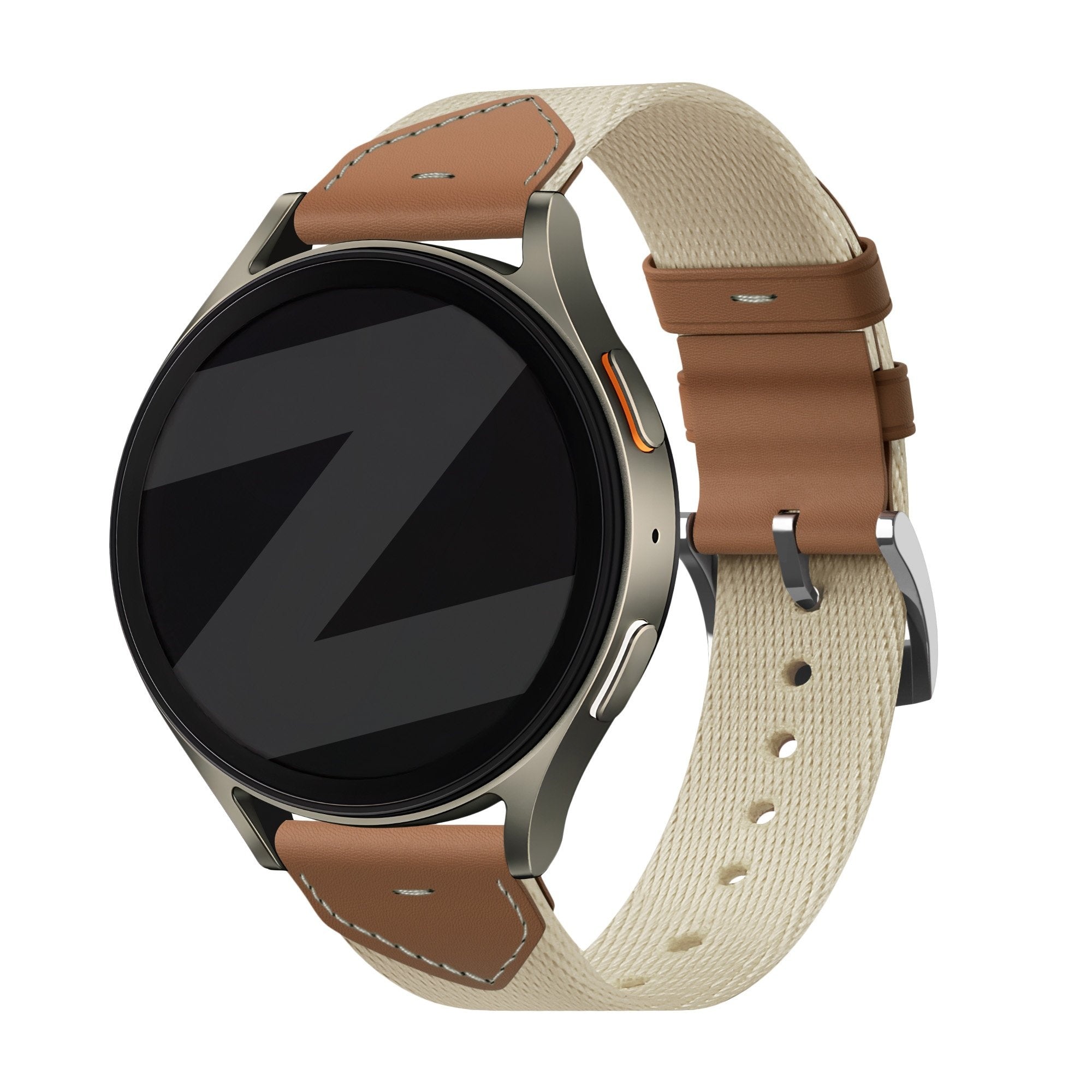 Bandz Bracelet cuir hybride 'Easy Fit' Withings Steel HR - 36mm (beige/marron)