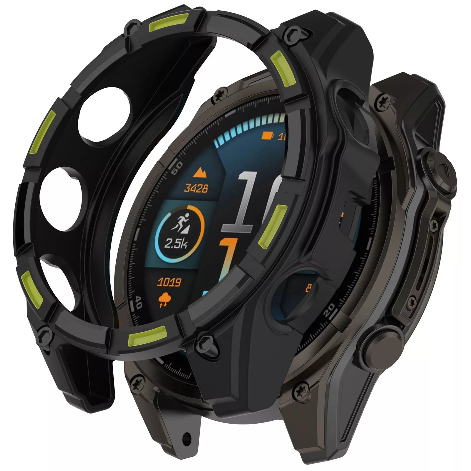 Coque TPU robuste Garmin Fenix 8 - 47mm AMOLED (noir/vert)