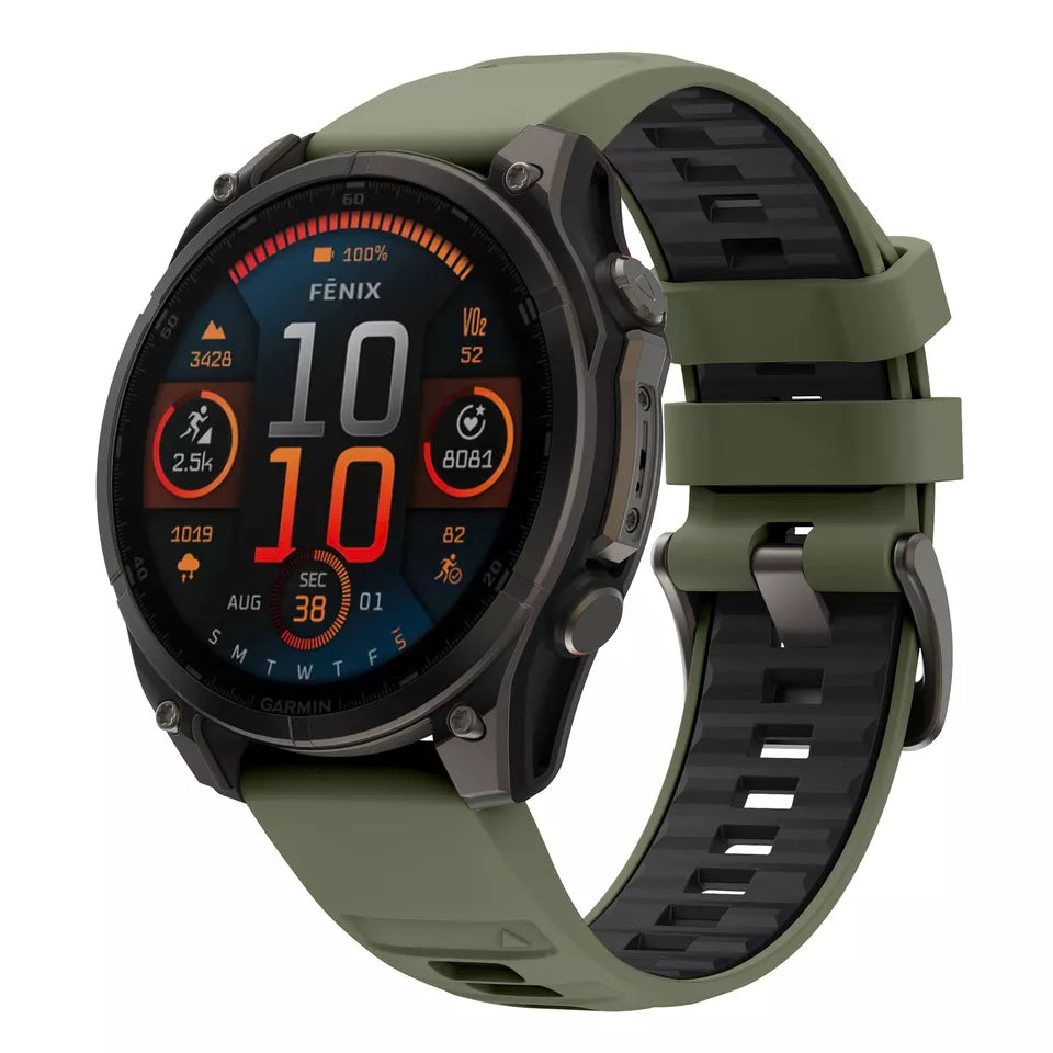 Bracelet sport avec boucle Garmin Fenix 8 Pro - 51mm (vert olive/noir)