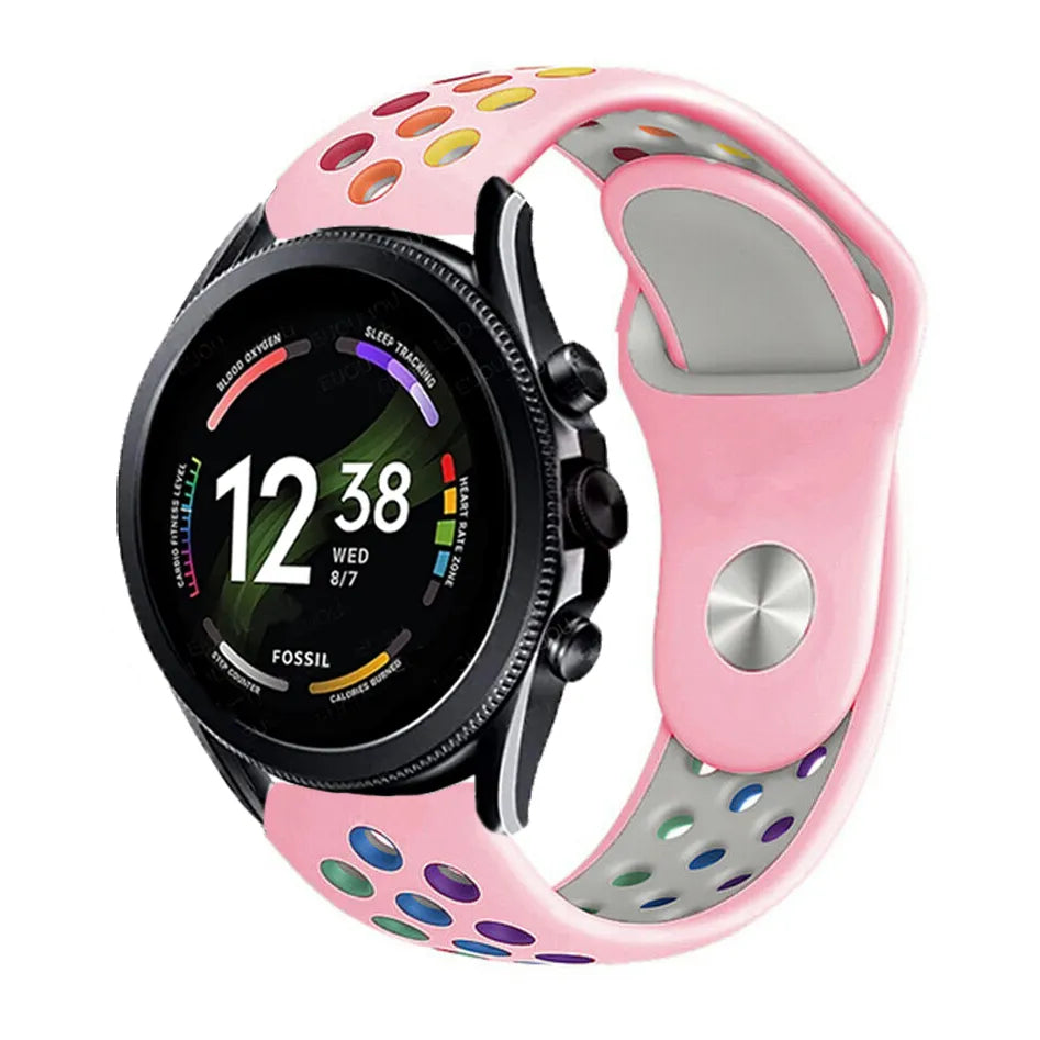 Silicone Sport Strap, on a watch, 3/4 front view