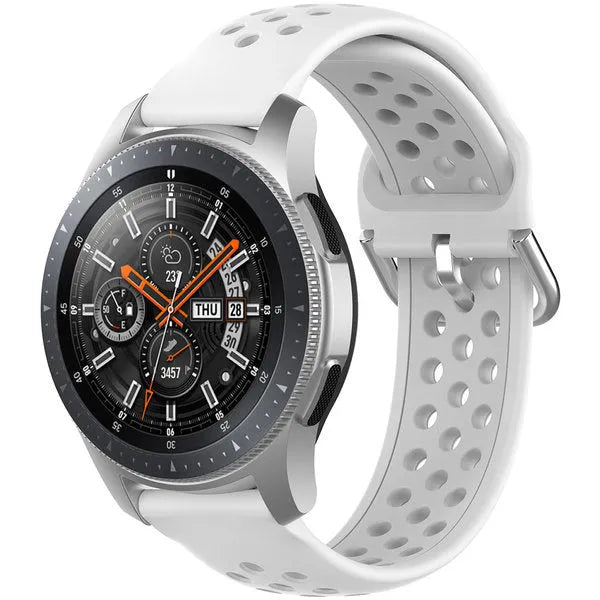 Breathable Silicone Strap, white, on a watch, 3/4 front view