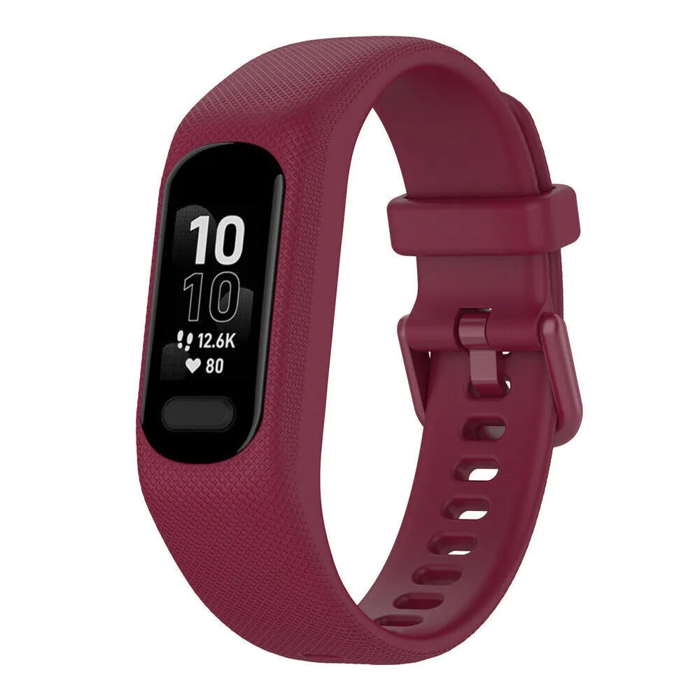Silicone Strap, burgundy, on a watch, 3/4 front view