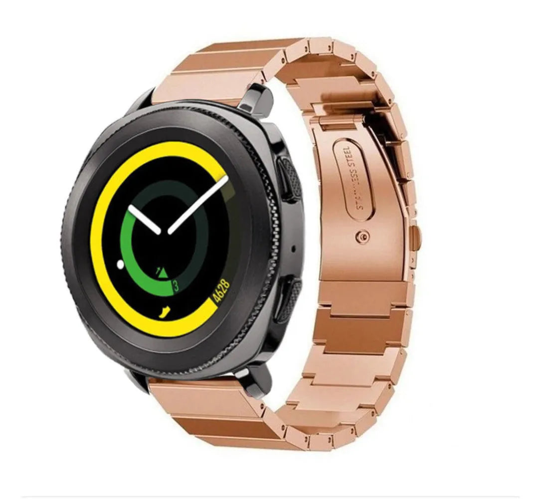 Premium Metal Strap, rose gold, on a watch, 3/4 front view