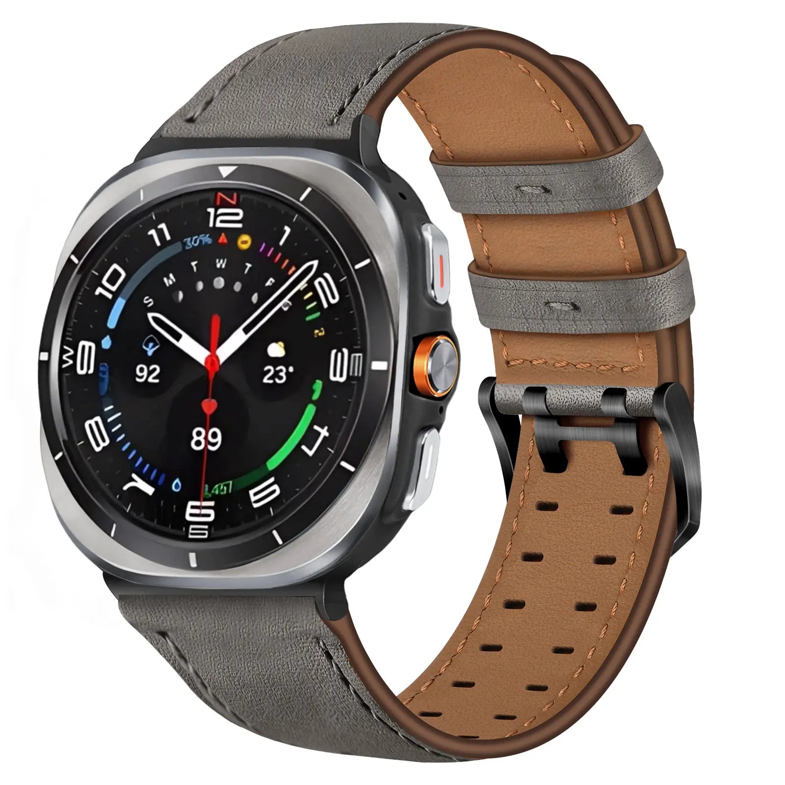 Bracelet cuir à double épingle Samsung Galaxy Watch Ultra 2 (gris)