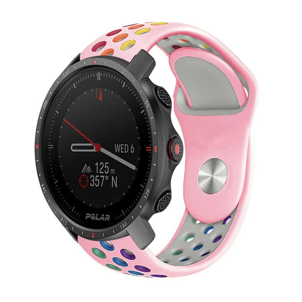 Silicone Sport Strap, on a watch, 3/4 front view