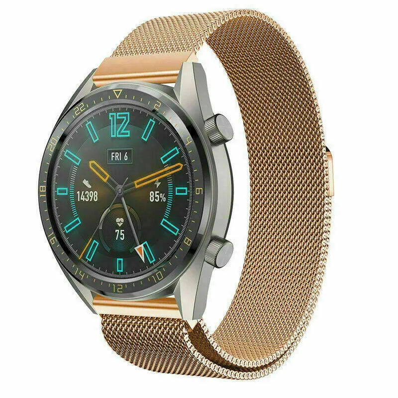 Milanese Strap, rose gold, on a watch, 3/4 front view