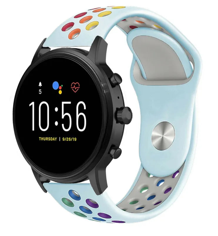 Silicone Sport Strap, on a watch, 3/4 front view