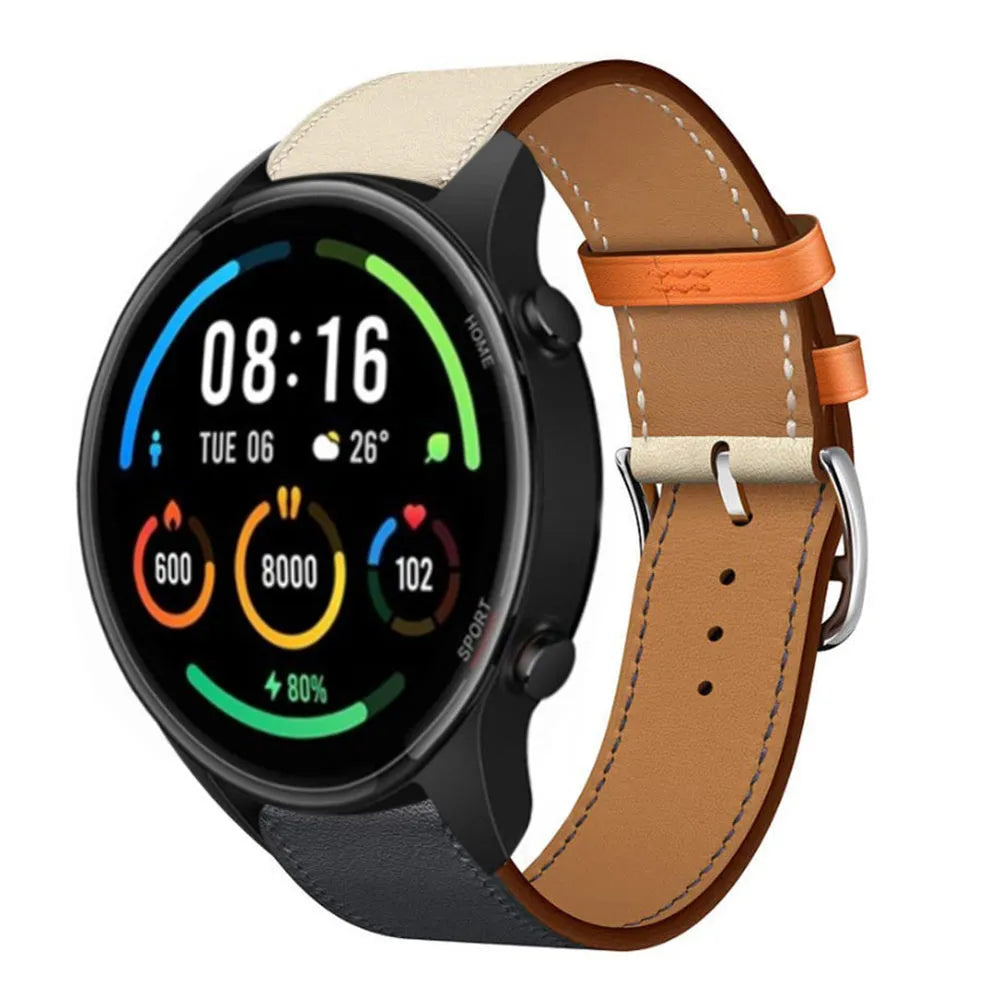 Leather Strap 'Duo', on a watch, 3/4 front view