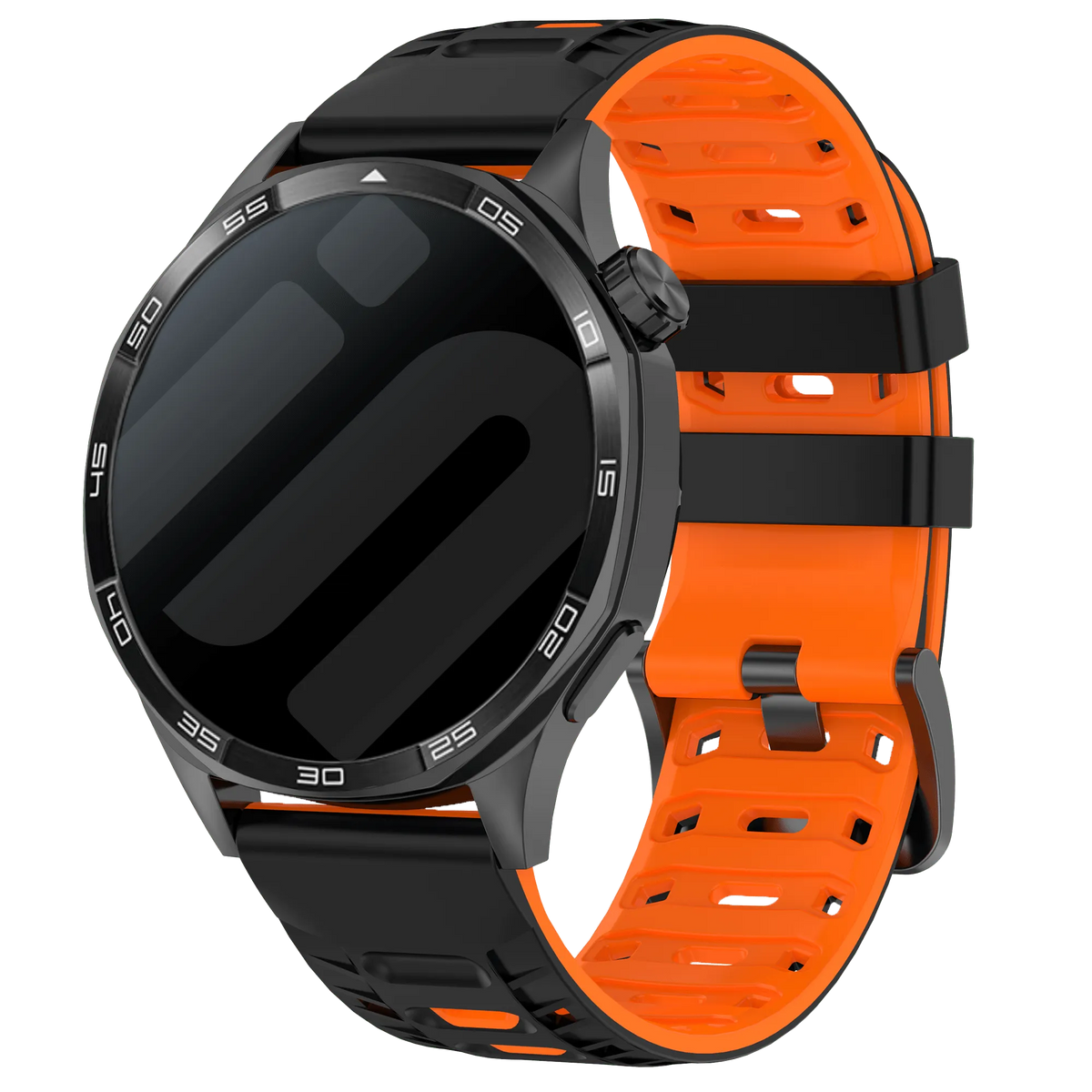 Silicone Mecha Sport Strap, on a watch, 3/4 front view